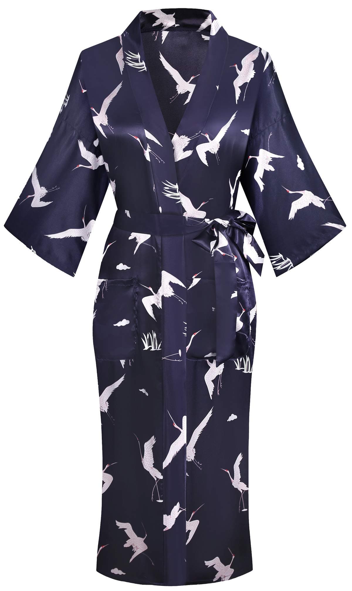 Valennia Floral Pattern Kimono Robe Long Bathrobe For Women