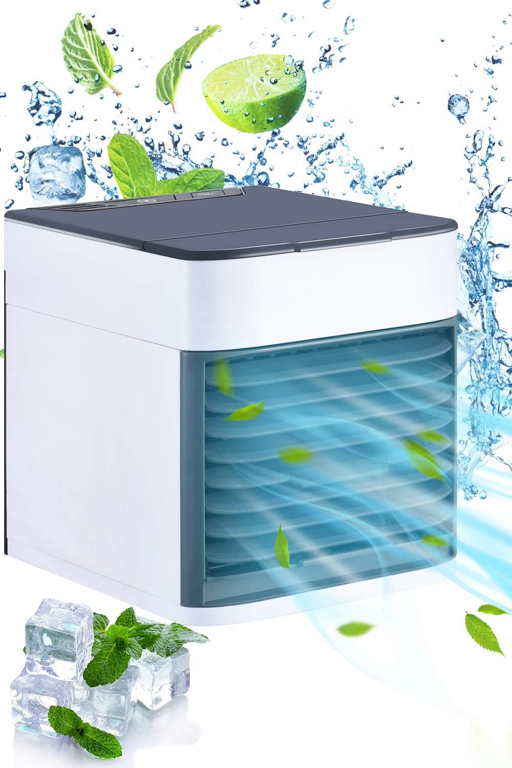 3 in 1 Portable Mini Air Conditioner, 3 Adjustable Speed and Cooling Fan Mini Air Cooler Humidifier Purifier, USB Personal Air Conditioner with LED Night Light for Home Office Bedroom Kids etc.