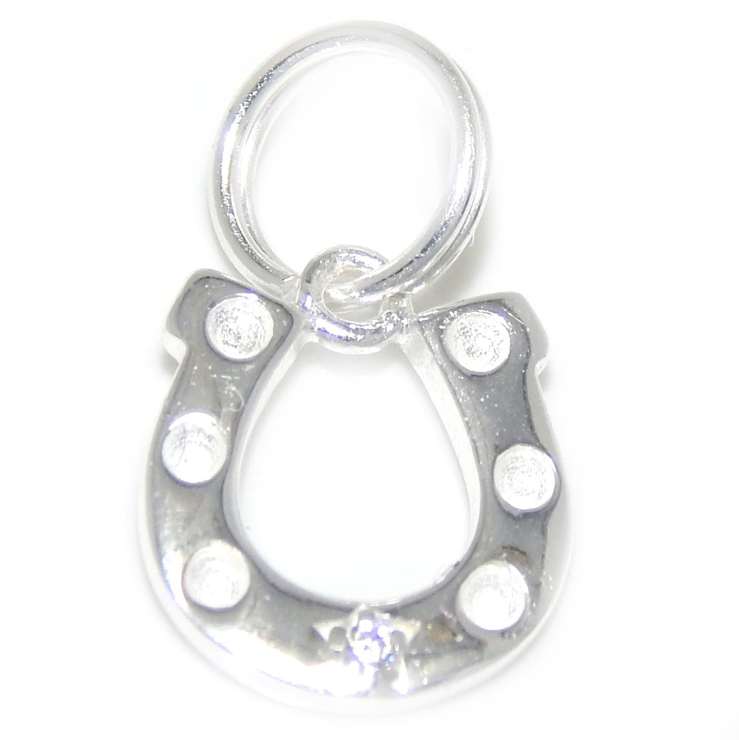 ICYROSE Solid 925 Sterling Silver Dangling Horseshoe with Clear Crystal Charm Bead