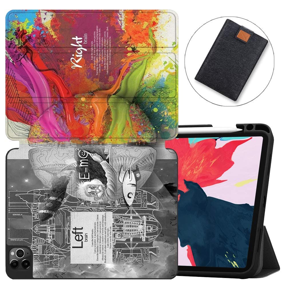 MAITTAO Case For iPad Pro 11 inch 2nd Generation 2020 Release with Apple Pencil Holder, Soft TPU Back Shell Stand Smart Cover For iPad Pro 11 Case Tablet Sleeve 2 in 1 Bundle, Creative Brain 5