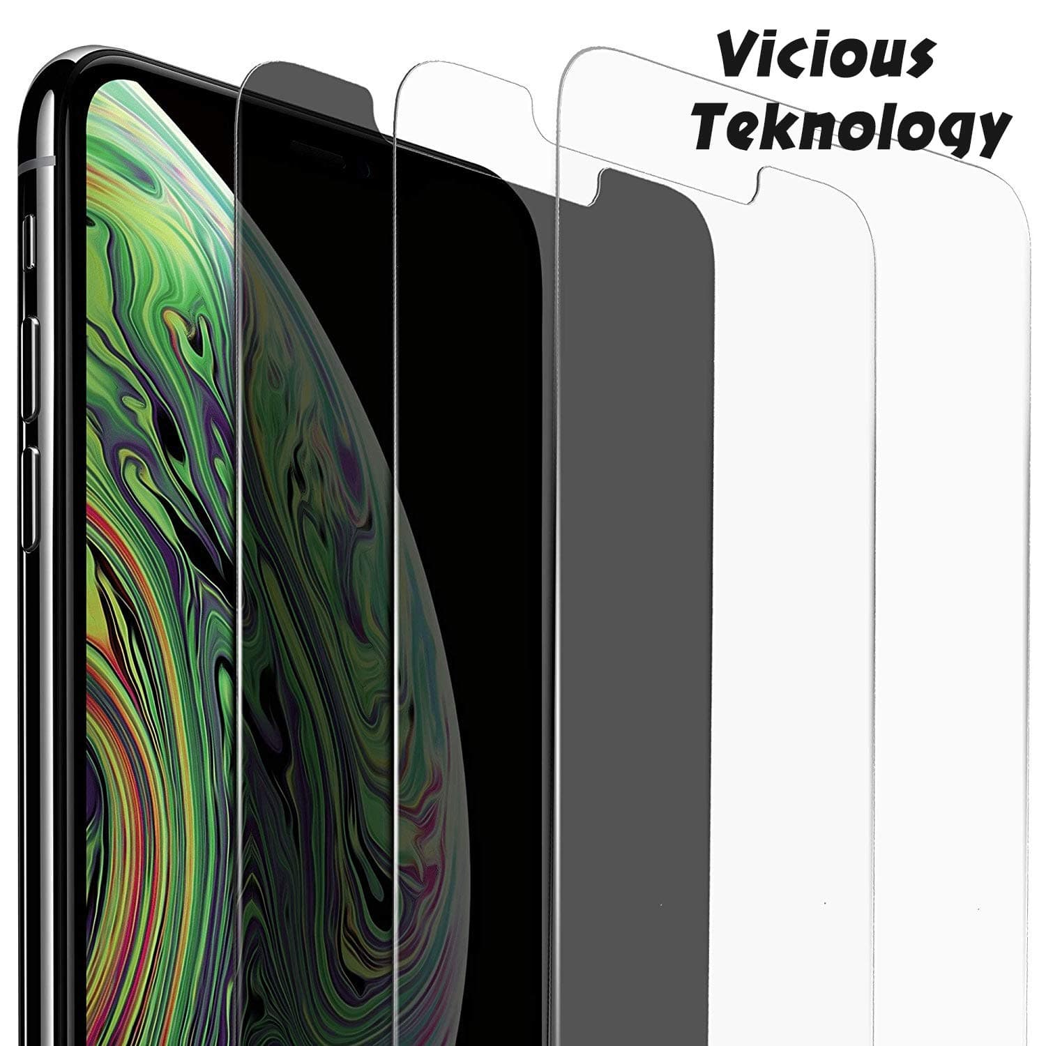 Burlway iPhone XS Max Screen Protector, 6.5 Inches - 3 Pack, with One Anti-Spy Privacy and Two High Clarified Tempered Glass