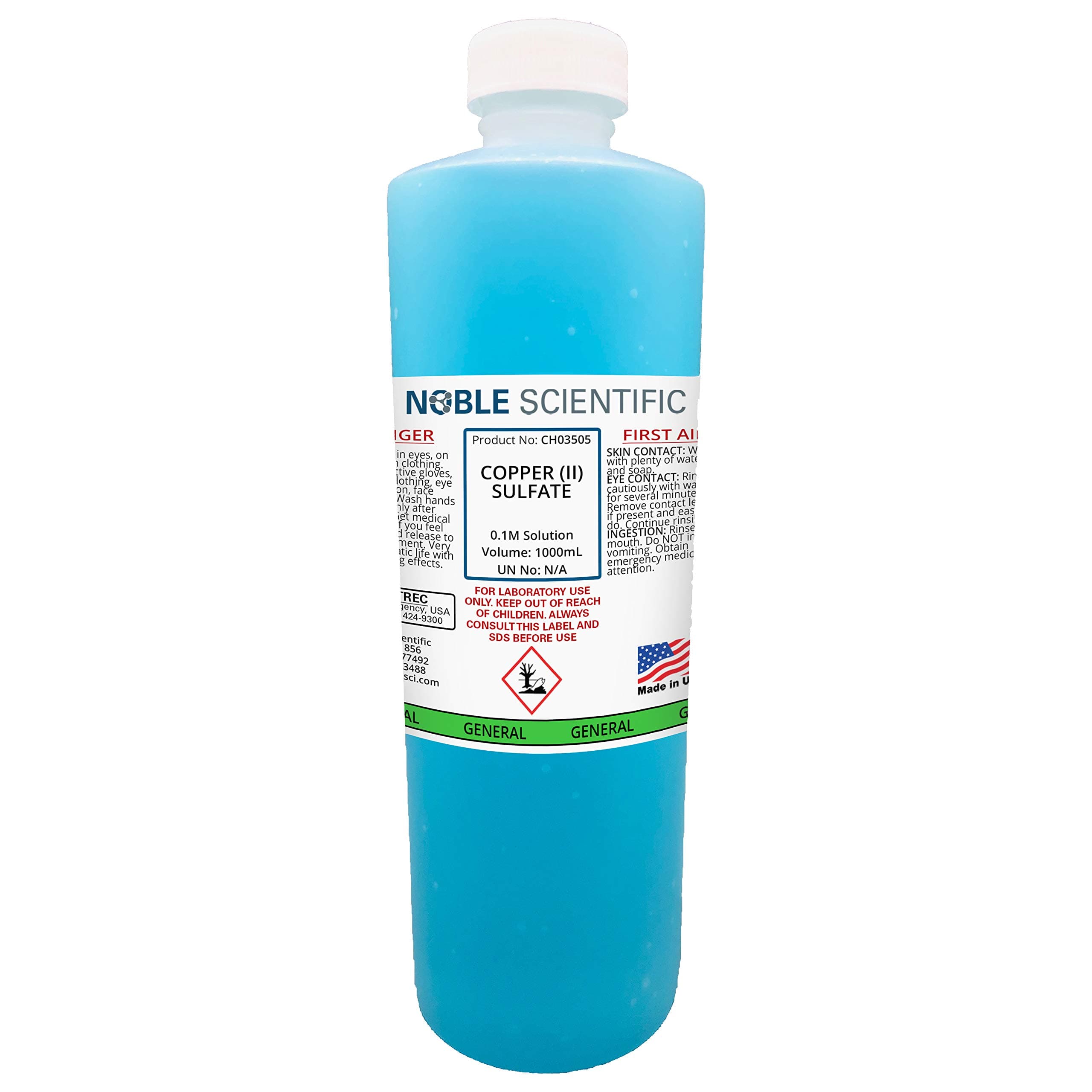 Copper (II) Sulfate Solution, 0.1M, 1000mL (1L), by Noble Scientific