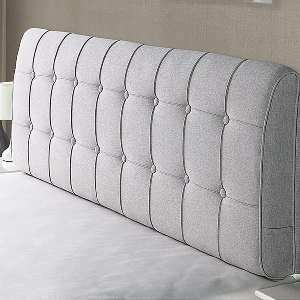 WAYERTY Solid Color Bedside Cushion, Reading Pillows Headboard Soft Pack Fabric Cotton Bed Head Cushion Large Backrest Bed Cover No Headboard Type-grayA W180xH58cm(71x23inch)