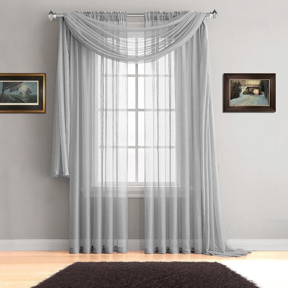 Empire Home Extra Long Window Sheer Curtain Panel - 54" Wide X 108" Long (Slick Silver)