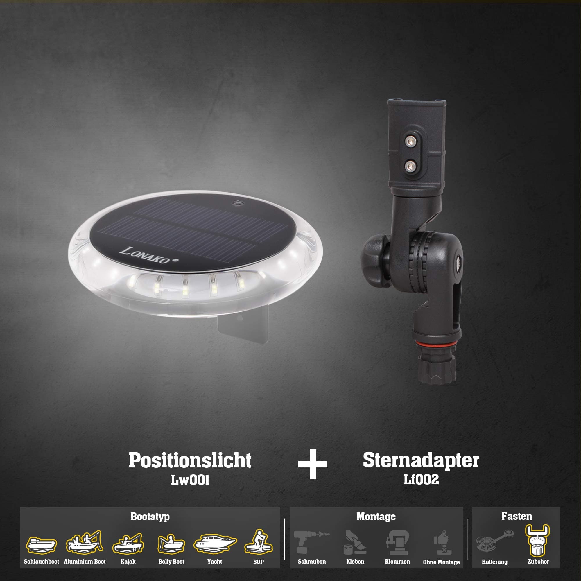 Lonako Set White Position Light + Adapter Tilt for Attaching to Fastening Bracket