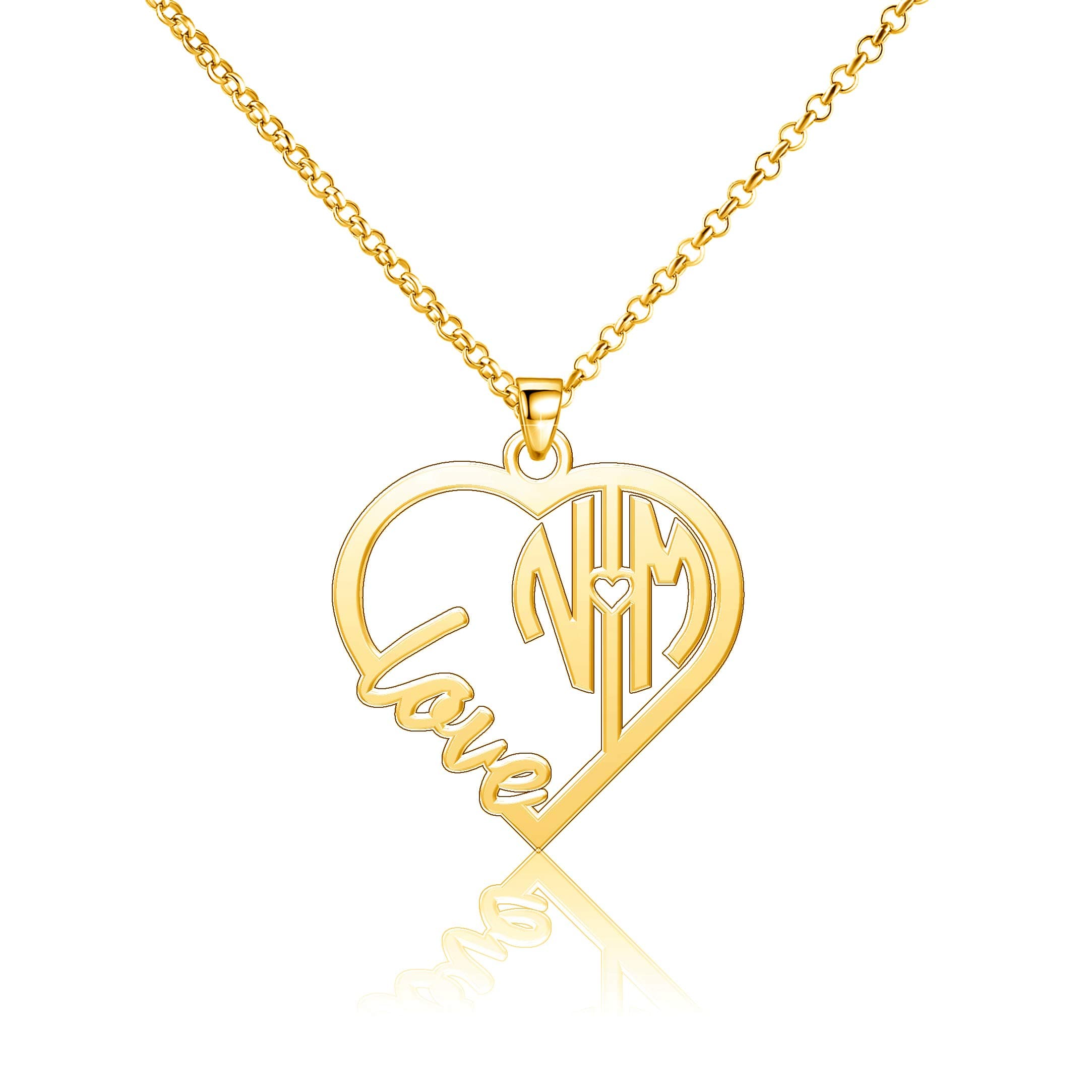 Infinite Memories Sterling Silver Love Heart Initial Monogram Personalized Custom Made Name Necklace of Best Gift