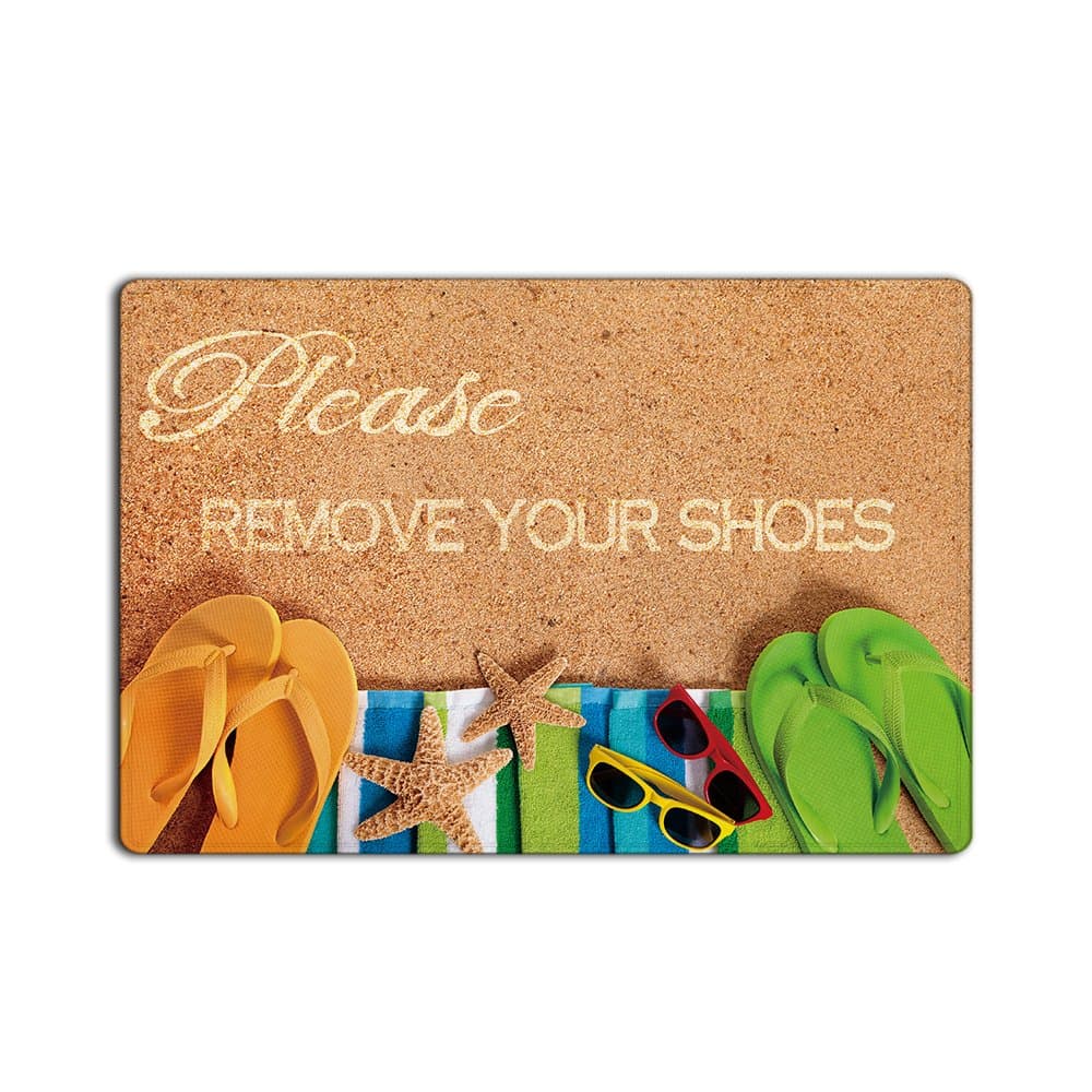 Chic D Please Remove Your Shoes Printed Doormat, Non-Slip Doormats, Size 23.6"(L) x 15.7"(W)