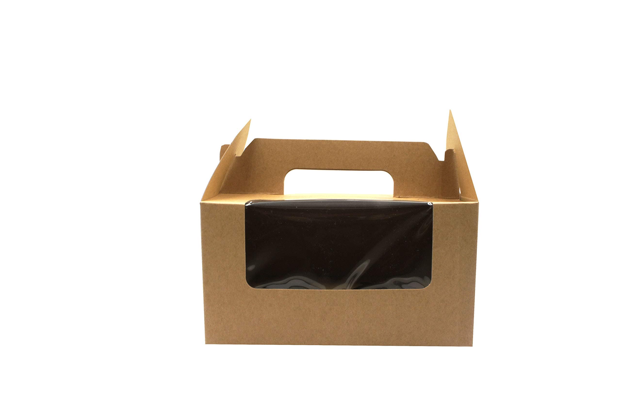 White/Brown Bakery Cupcake Box with Display Window & Cupcake Insert fits 2 Standard Size Cupcake with Handle, Set of 15 (brown)