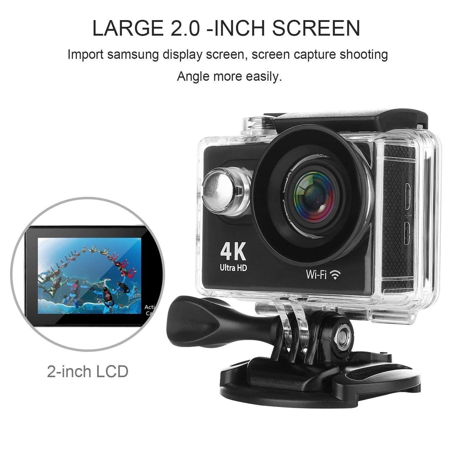 Stylebeats Action Camera, 4K WiFi Camera 2-inch LCD 170 Degree Wide Angle Lens Waterproof Diving(Upto 30m) Sport Camcorder