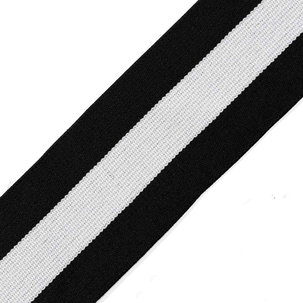 2" (50mm) Elastic Stretch Trim 1 yard for Stretch Elastic Band, headband, hand band and waist belt, Black/White, TR-11365