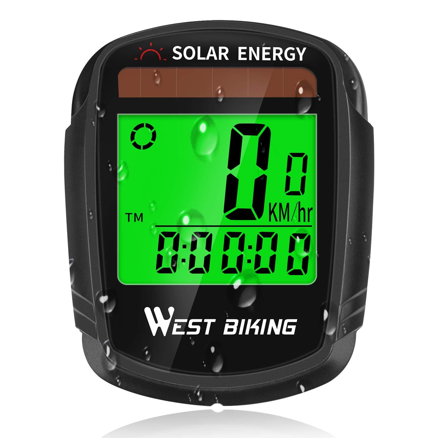 Cycling Computer with Solar Powered, Wireless Waterproof Bike Speedometer Odometer, Automatic Wake-up Multifunction Cycle Computers with Backlight LCD