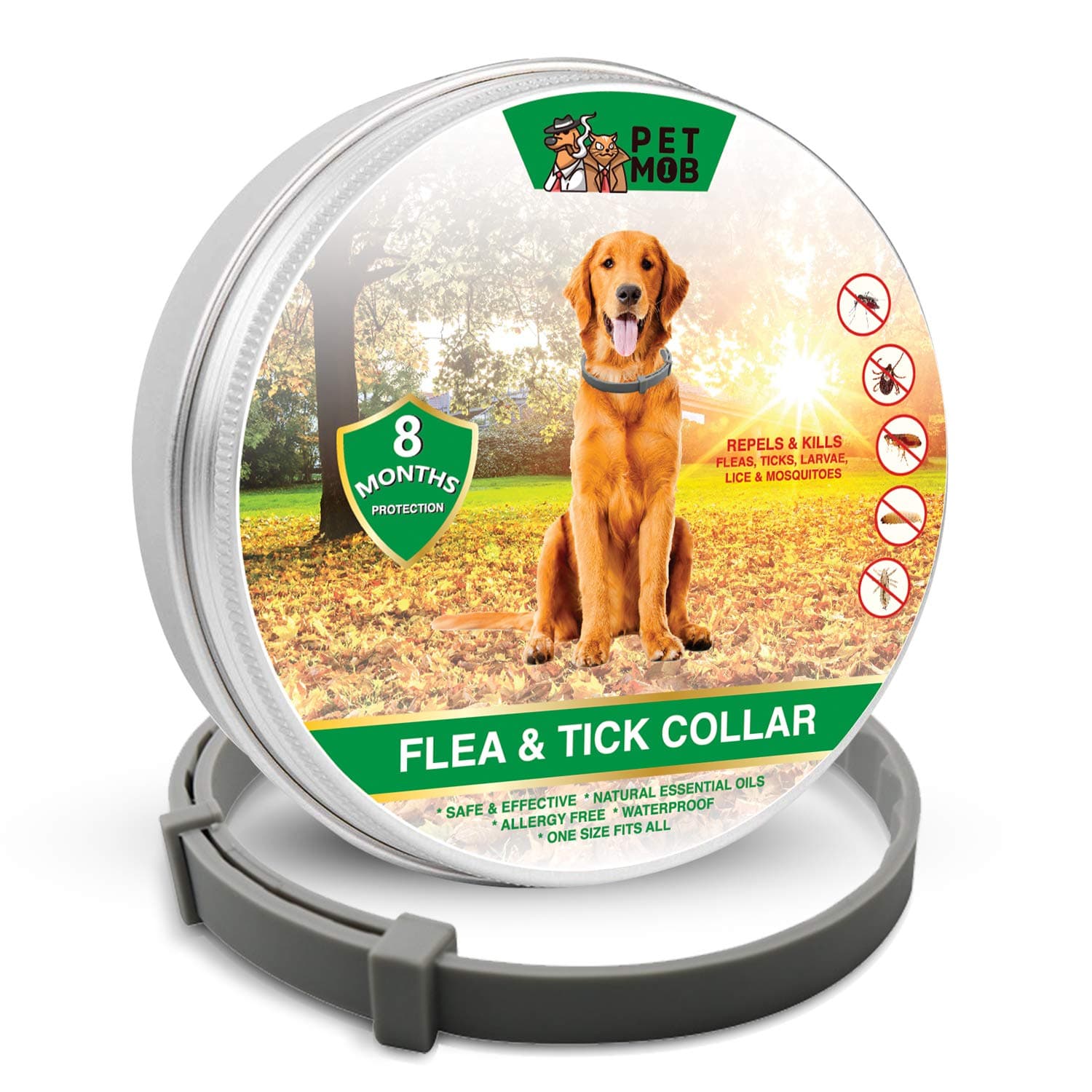 Pet Mob Flea & Tick Collar - Flea & Tick Prevention for Dogs Plus Free Tick Removal Tool ($5 Value!!!)– Repels and Kills Fleas & Ticks - 8 Months Protection -Safe- Natural - Essential Oil