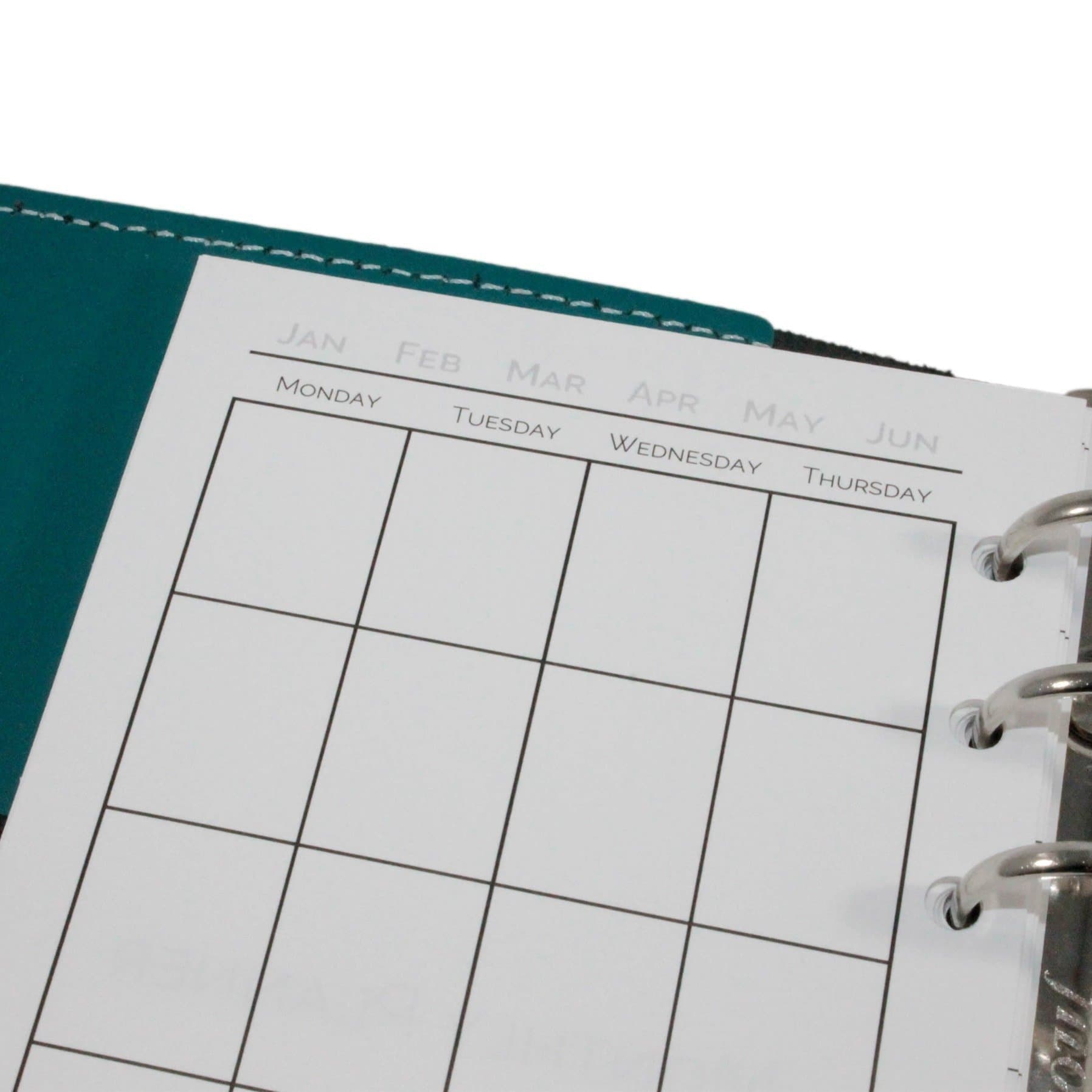 Monthly Planner Mo2P - 18 Months Undated - Monday Start - Insert for Personal Size 6-Ring Organizer