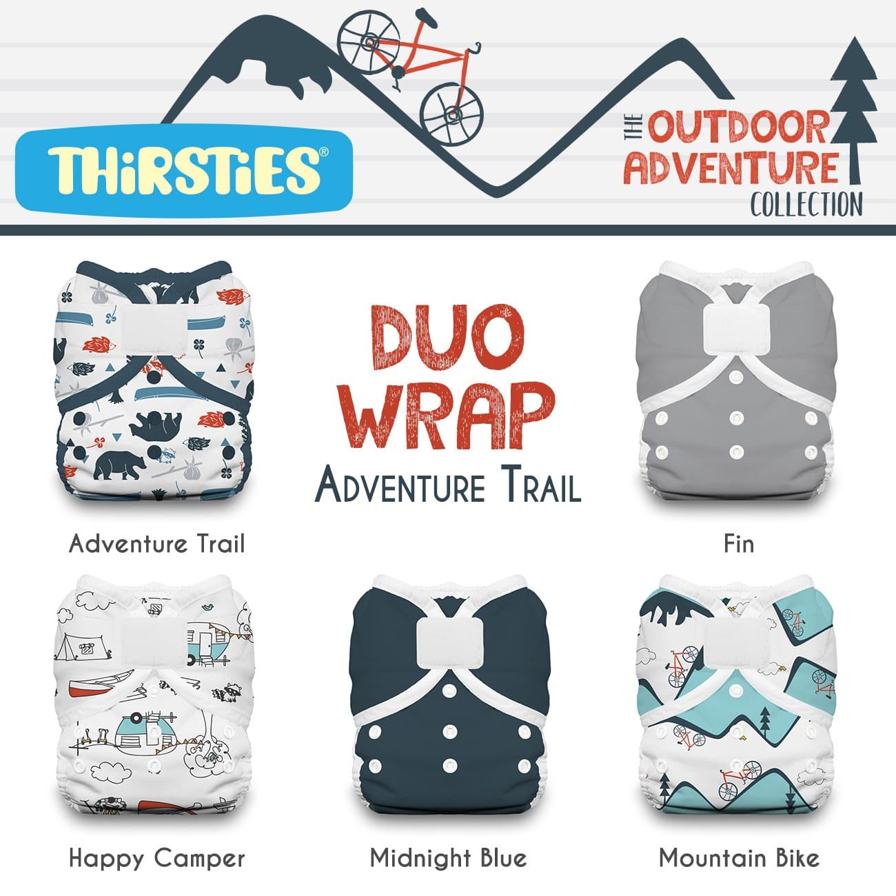 Thirsties Package, Duo Wrap Hook & Loop, Outdoor Adventure Collection Adventure Trail Size 2