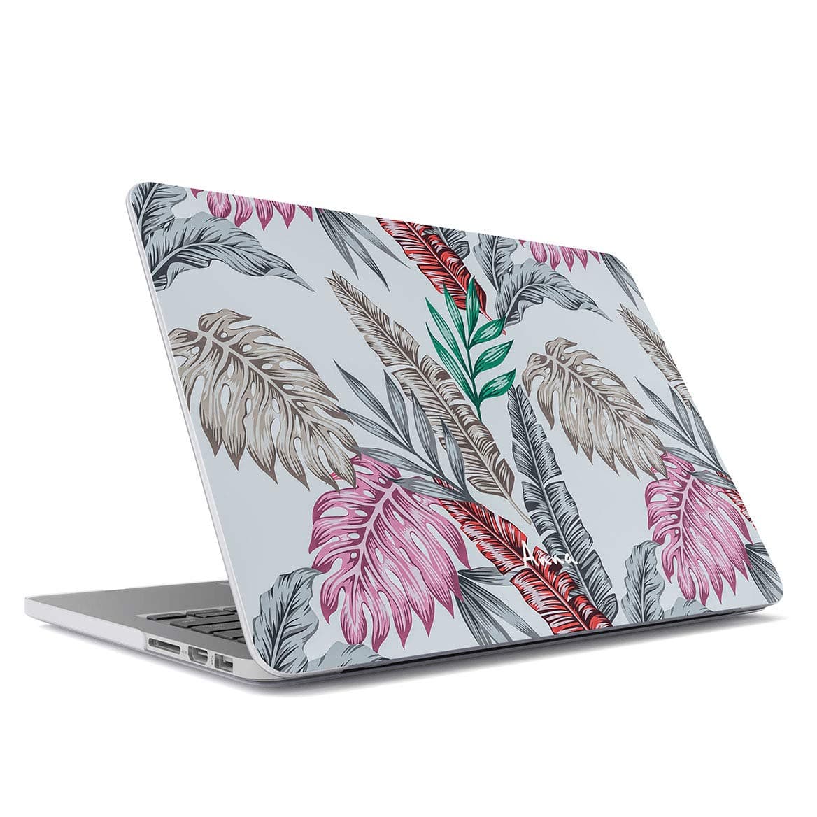 Personalized Slim Plastic Hard Case Cover Compatible With, Macbook Air 13 Inch Model: A1932 (release: 2018) Custom Name Surname Initials Letter Text Customized Colourful Tropical Palm Leaf Feathers