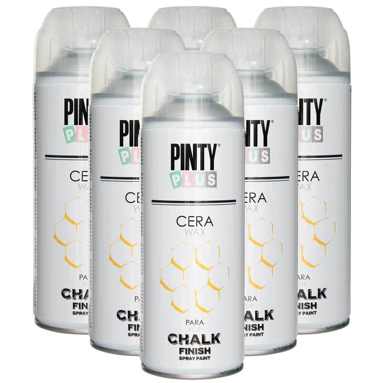Pintyplus Chalk Finish Spray Paint, Eco Friendly, Water Based, Fast Dry, Superior Coverage, 400 ml, Case of 6, Wax Topcoat
