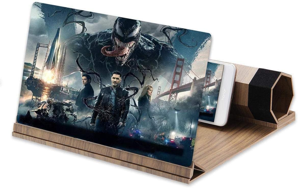 12’’ Phone Screen Magnifier - Foldable Mobile Phone Stand with Screen Amplifier - 3D HD Phone Magnifier Projector - Phone Enlarger for Movies, Videos and Gaming - Compatible with All Smartphones