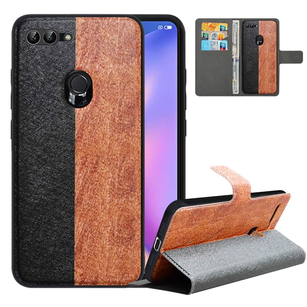 LFDZ Compatible with Xiaomi Mi 8 Lite Case, PU Leather Xiaomi Mi 8 Lite Wallet Case with [RFID Blocking], 2 in 1 Magnetic Detachable Flip Slim Cover Case for Xiaomi Mi 8 Lite,Black/Brown