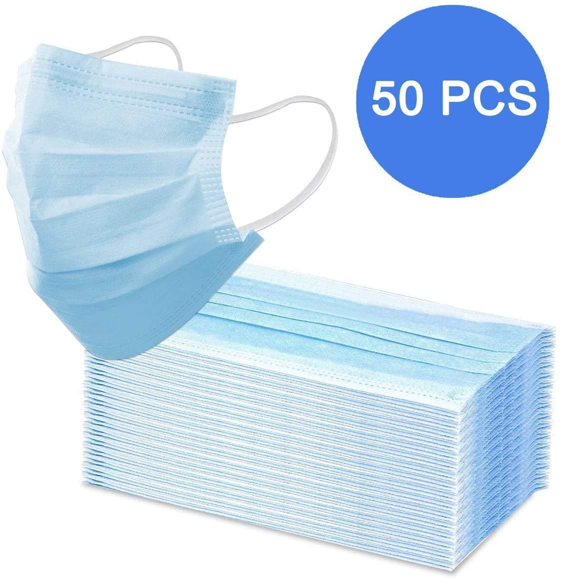 50 Pcs Breathable Face Masks Elastic Earloop Dust Mask Mouth Cover Safety Mask Protection from Dust, Pollen, Pet Dander, Other Airborne Irritants