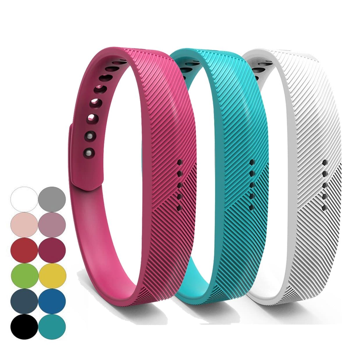 YEFOD 3pcs/Set Fitbit Flex 2 Straps, Silicone Replacement Bands Accessories Wristband Bracelet with Metal Clasp Wrist Band Strap for Fitbit Flex 2 Fitness Activity Tracker