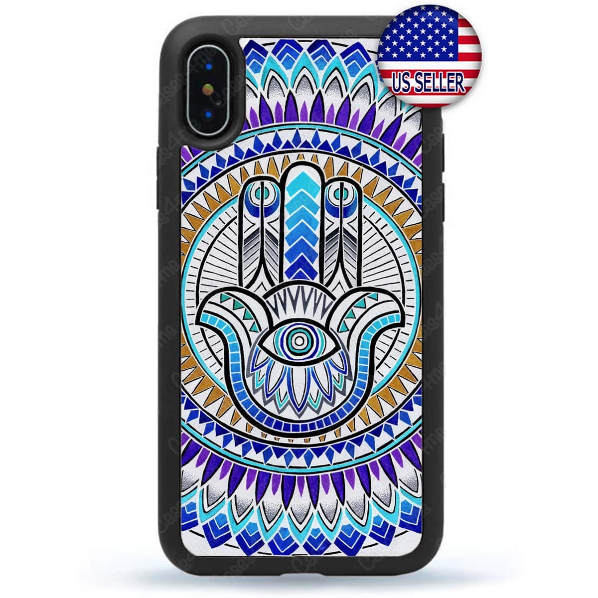 Evil Eye Hand Guard Henna Hamsa Case Slim Shockproof Hard Rubber Custom Case Cover for iPhone 11 Pro Max 11 X Xs XR