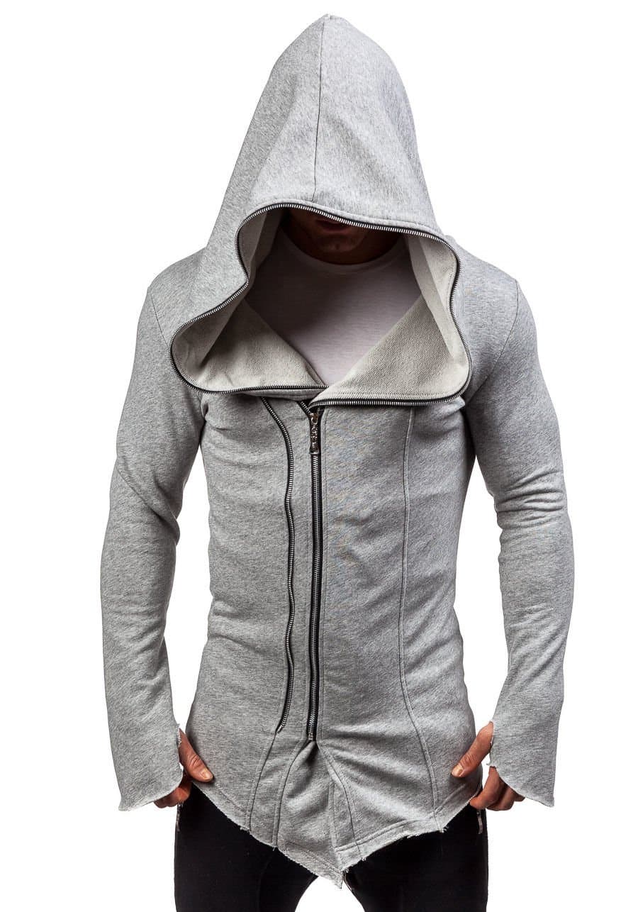 BOLF Men's Longline Hoodie Cape Printed Sweatshirt Long Pullover Plain Assassin Streetwear Urban Casual Style Mix 1A1