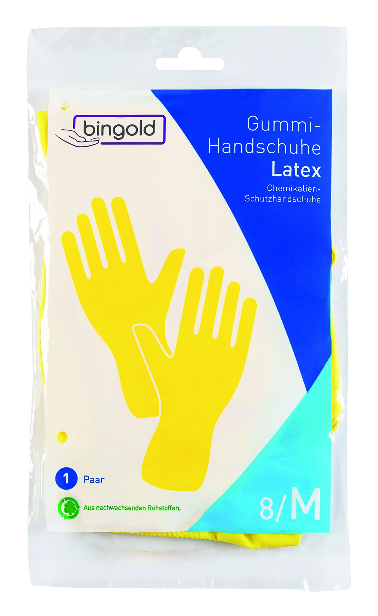 BINGOLD Latex Protective Gloves, Yellow, 1 Pair