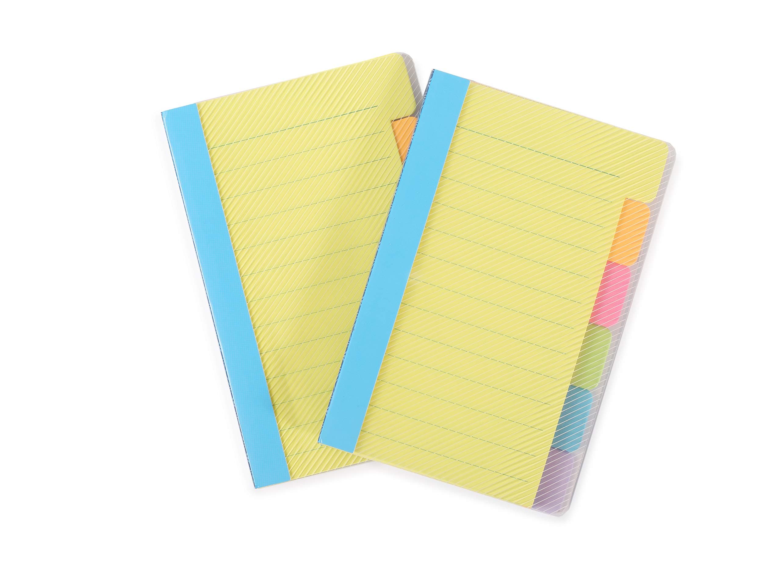 Lysas Divider Sticky Notes, Tabbed Self-Stick Lined Note Pad, 4 x 6 Inches, Assorted Neon Colors, 60 Ruled Notes per Pack, 2 Pack