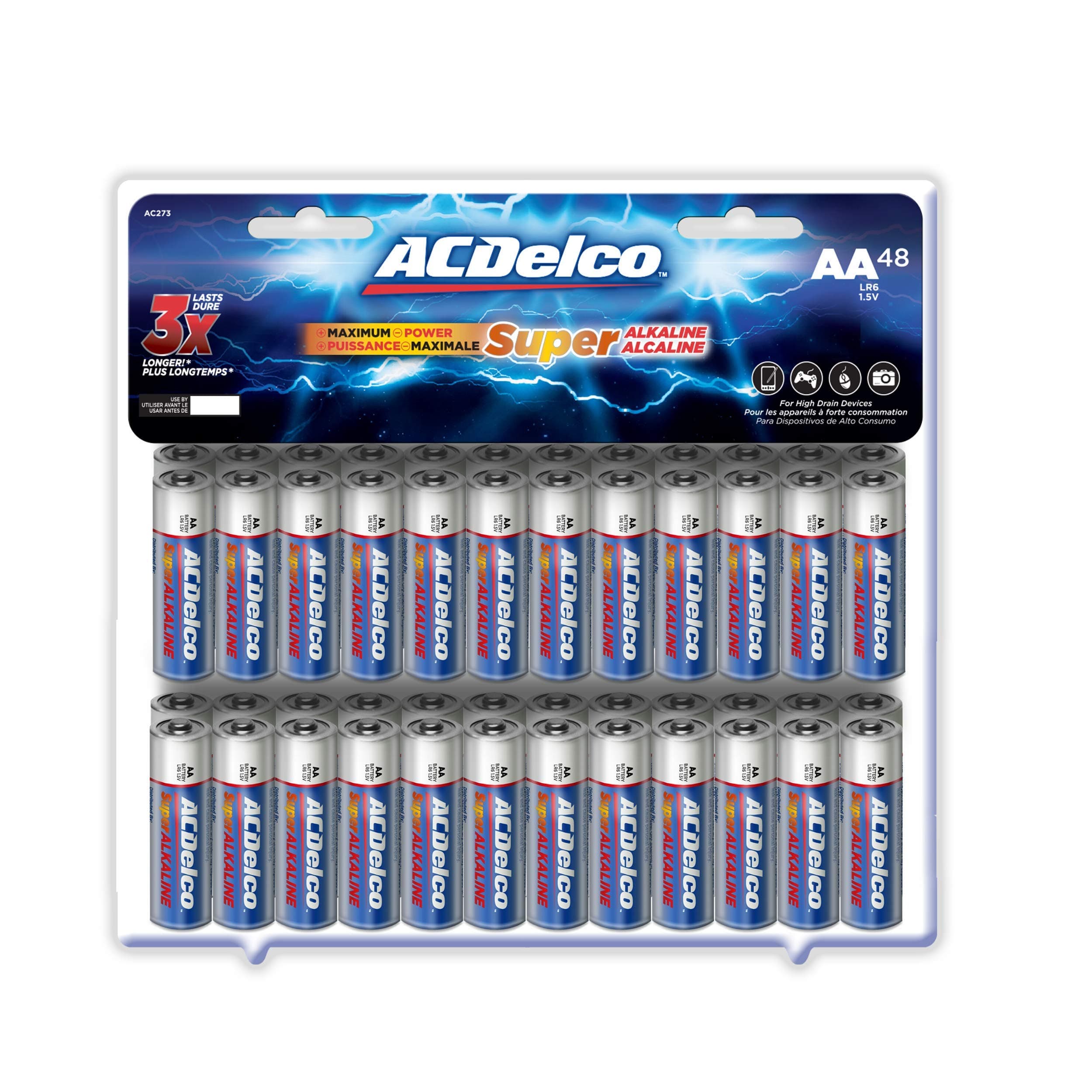 Powermax USA ACDelco 48-Count AA Batteries, Maximum Power Super Alkaline Battery