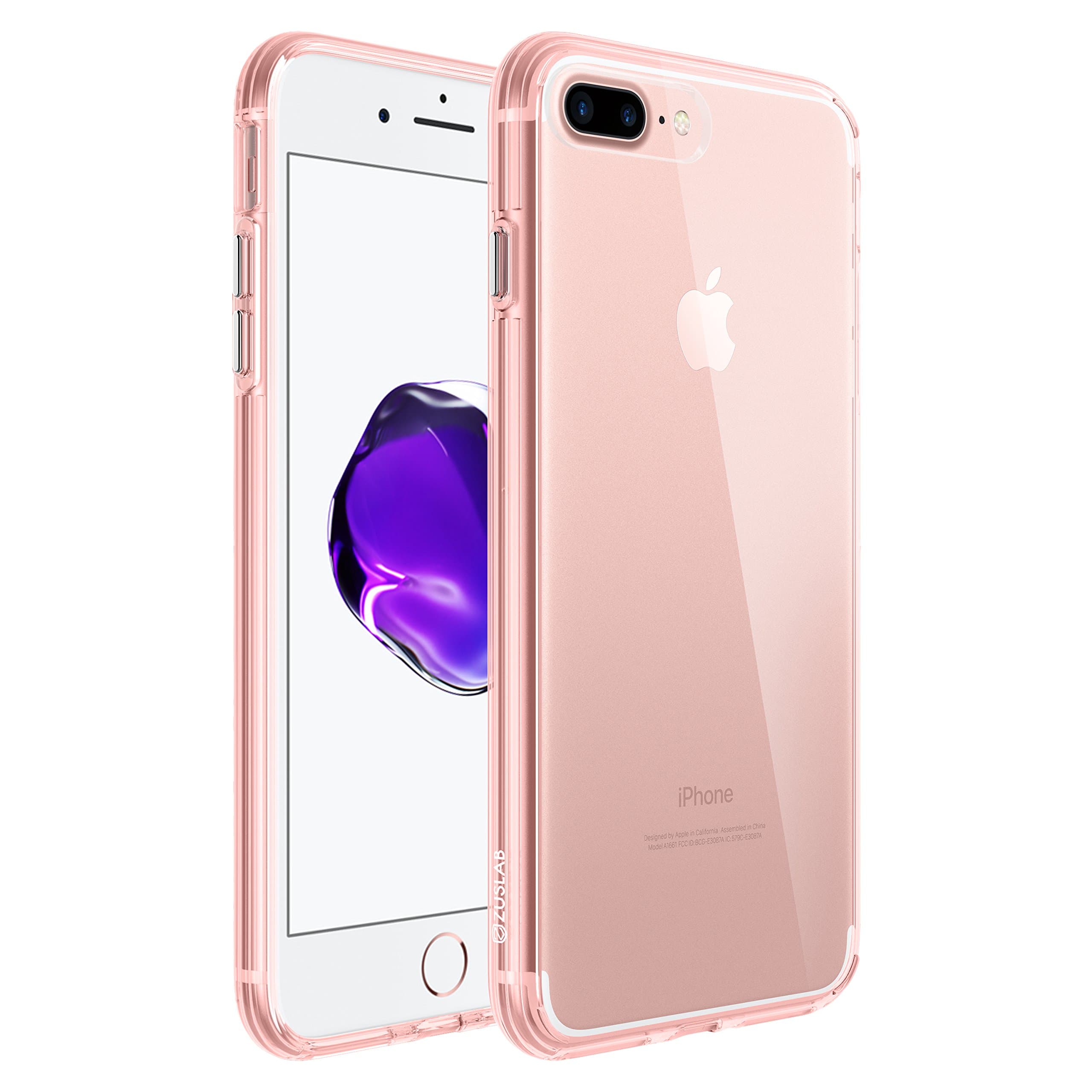 For iPhone 7 Plus [Ultra Crystal] Zuslab Zarus Case For Apple Clear PC Back TPU Bumper Metal Color Button Cover [Drop Protection/Shock Absorption Technology] Ultra (Rose Gold Crystal)