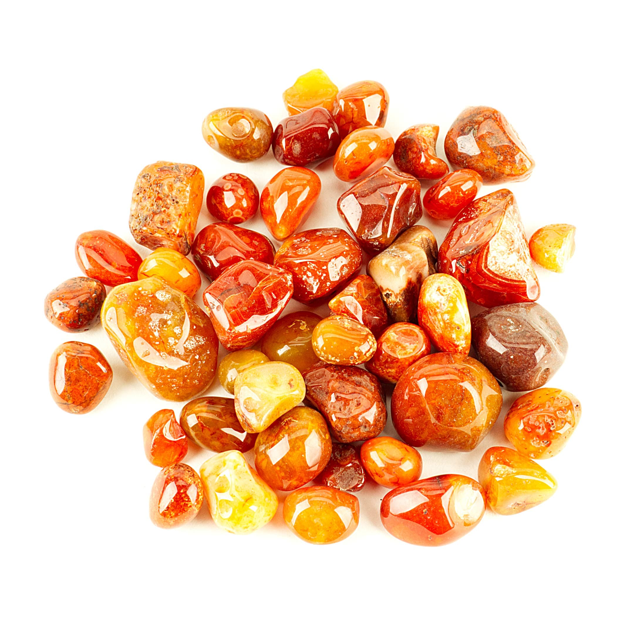Cherry Tree Collection 1/2 Pound Polished Stones - 1/2" - 1" Size Tumbled Stones - Tumbled Crystals Bulk for Healing, Reiki, Chakra (Carnelian)
