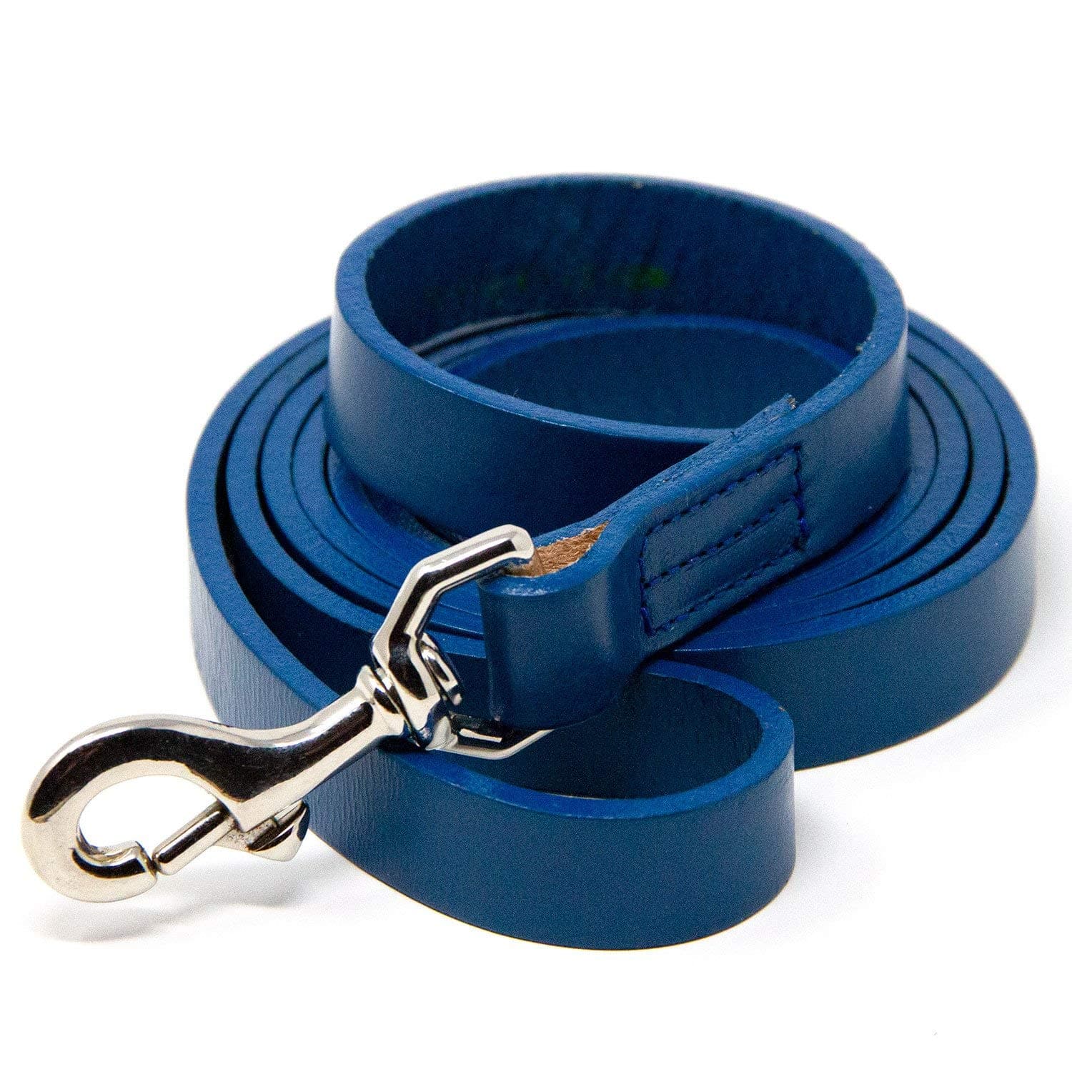 Logical Leather Dog Training Leash - Full Grain Leather Lead for Large Dogs - Blue