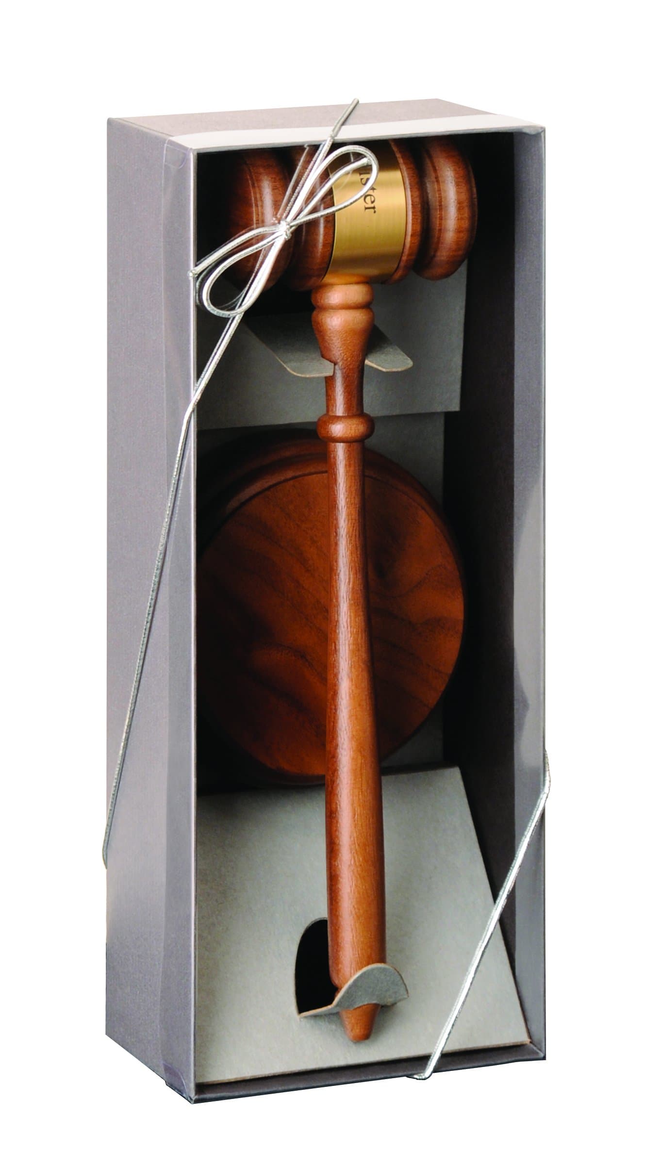 American Walnut Style Director's Gavel Boxed Set