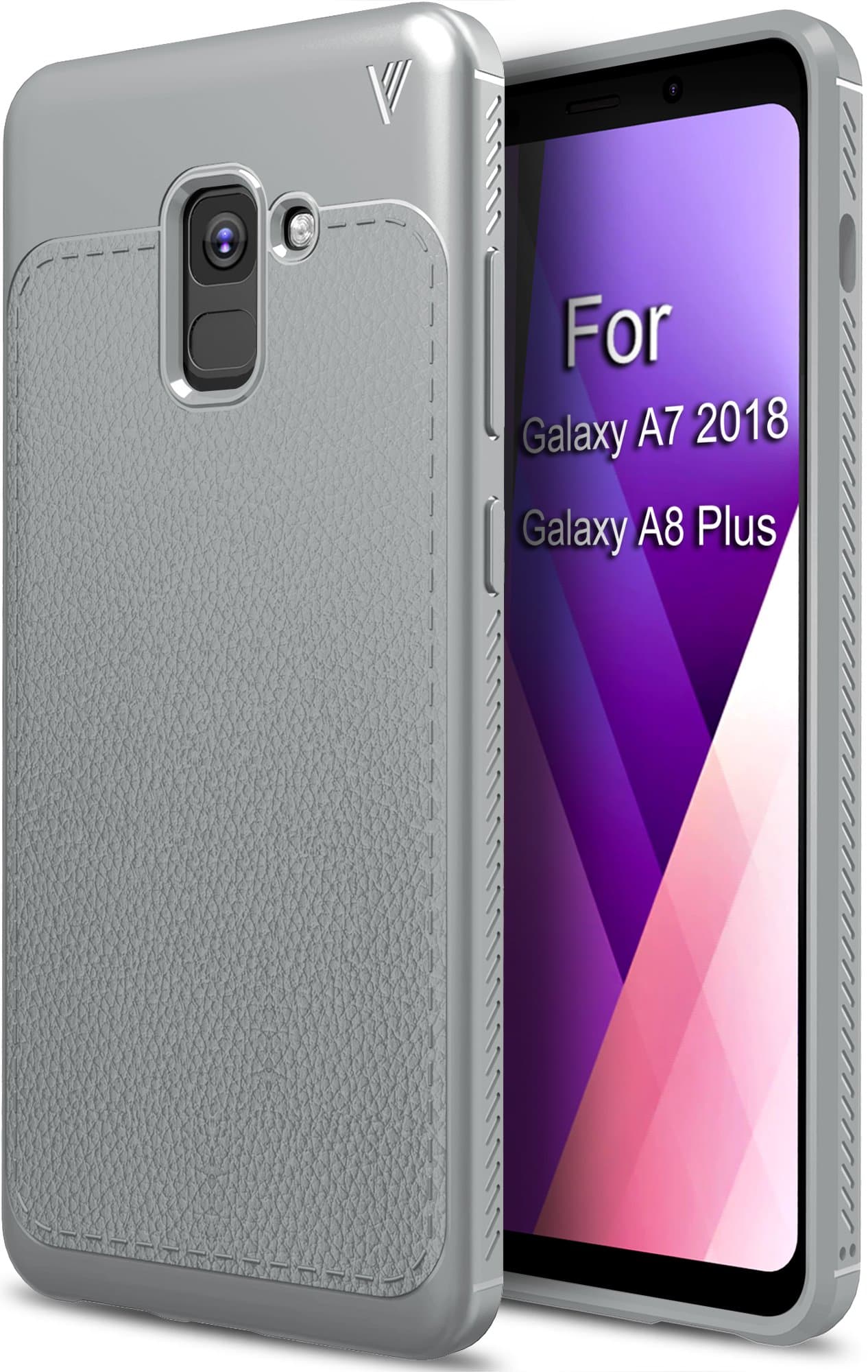 Galaxy A7 2018 case, Galaxy A8 Plus / A8+ 2018 case, KuGi [Scratch Resistant] SS Premium Flexible Soft Anti Slip TPU Case for Samsung Galaxy A7 2018 / A8 Plus / A8 + 2018 Smartphone(Gray)