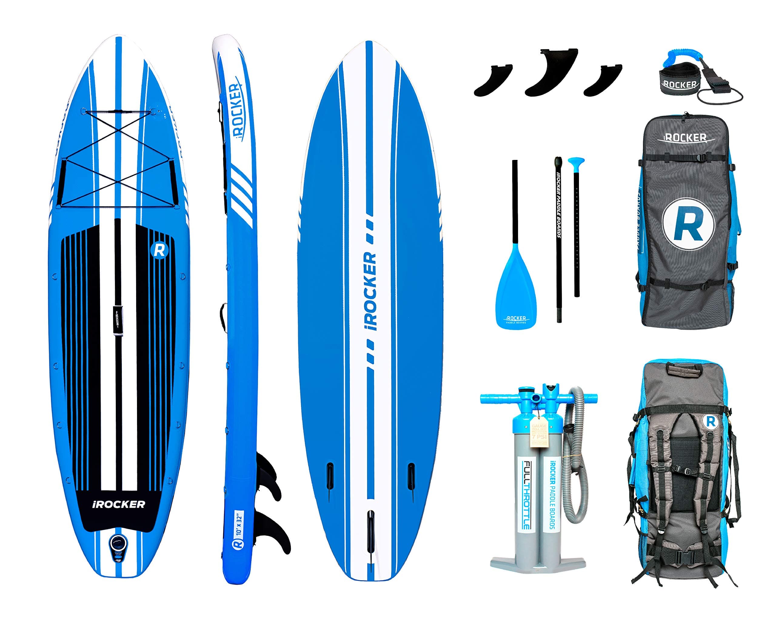 iROCKER All-Around Inflatable Stand Up Paddle Board 10'/11' Long 32" Wide 6" Thick SUP Package