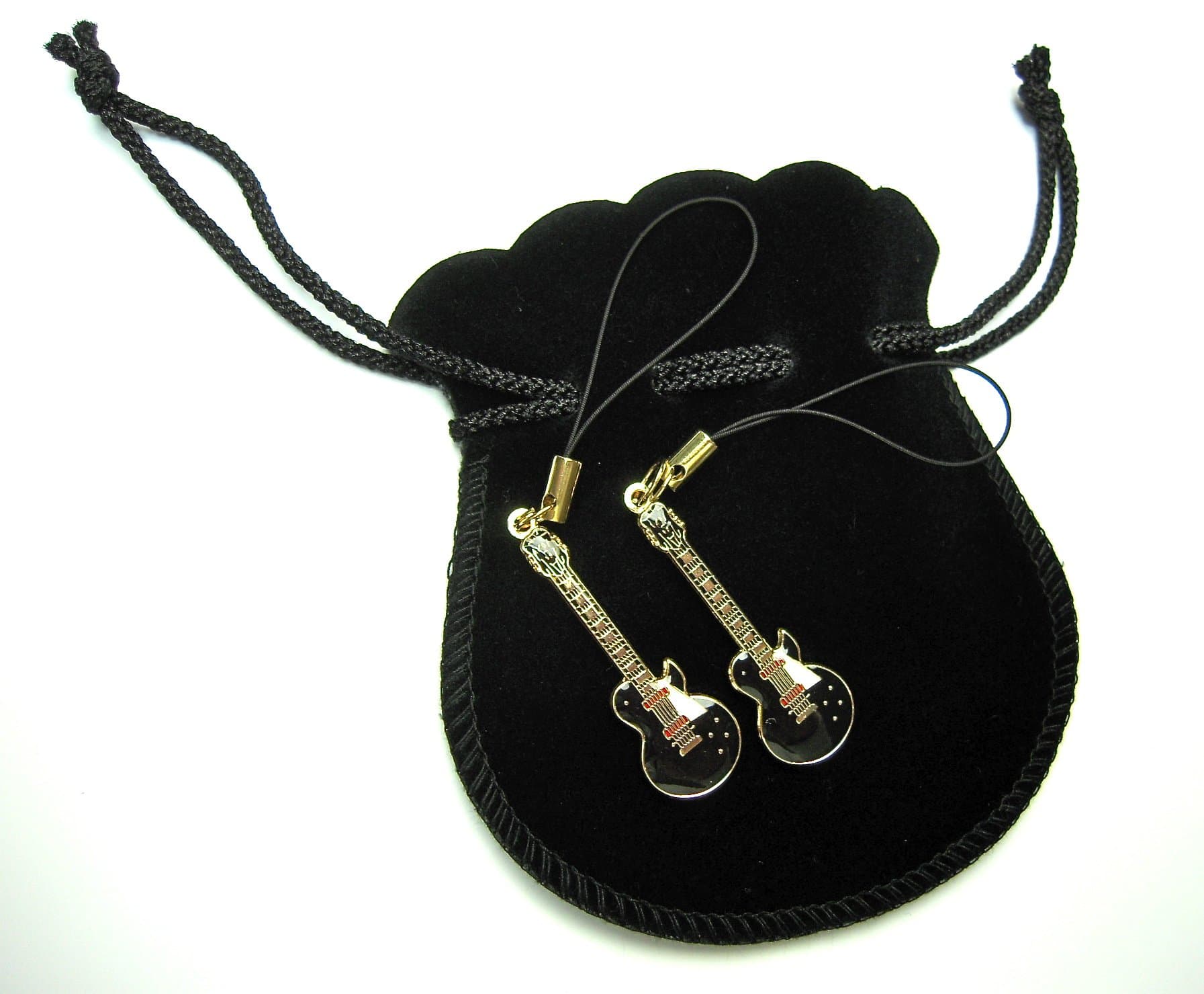 Les Paul guitar small black cell phone strap set of 2 Les Paiul Guitar Cell Phone Strap (japan import) by clefgifts