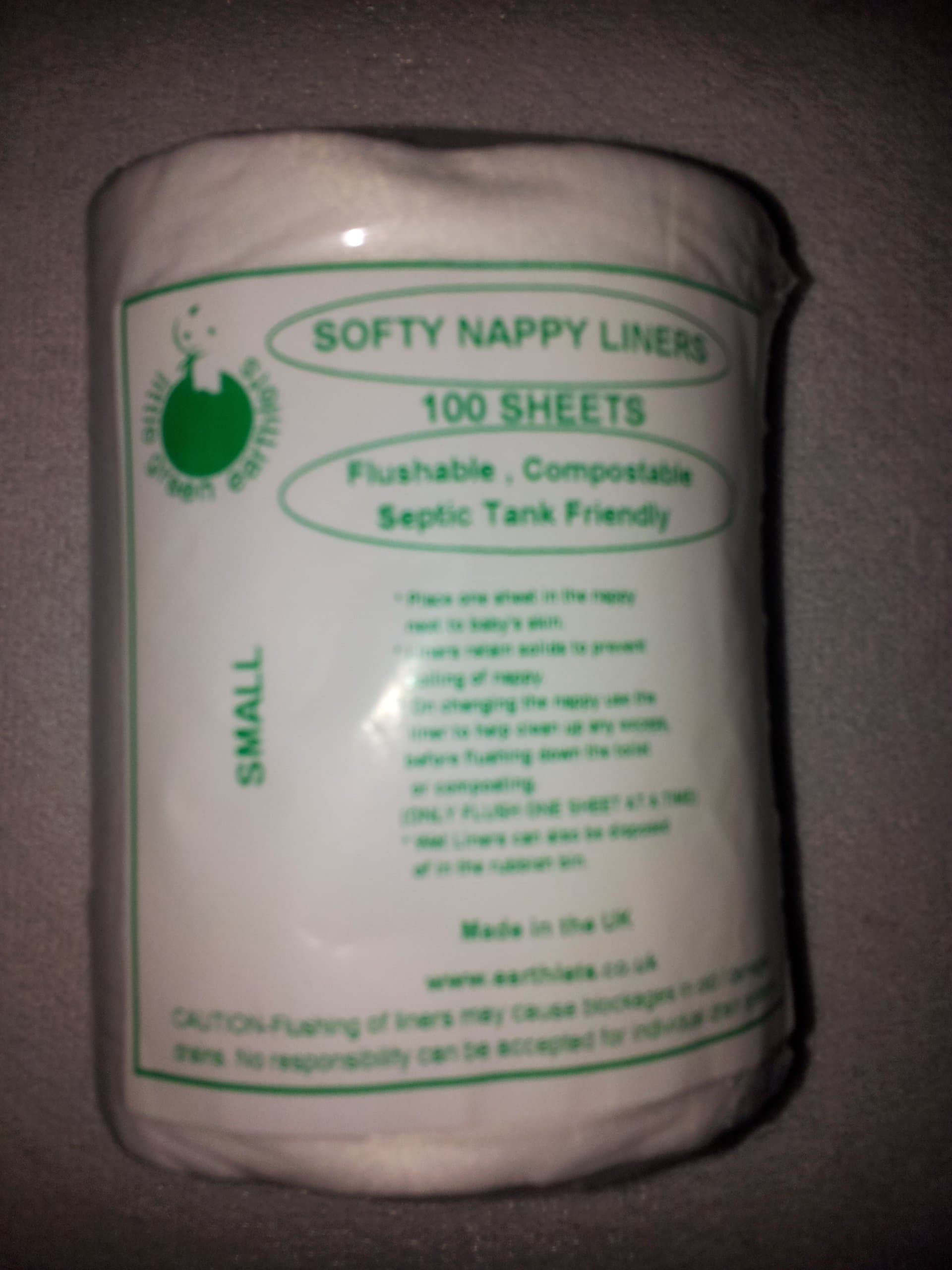 Little Green Earthlets Flushable Nappy Liners Softy - Small - Single Roll