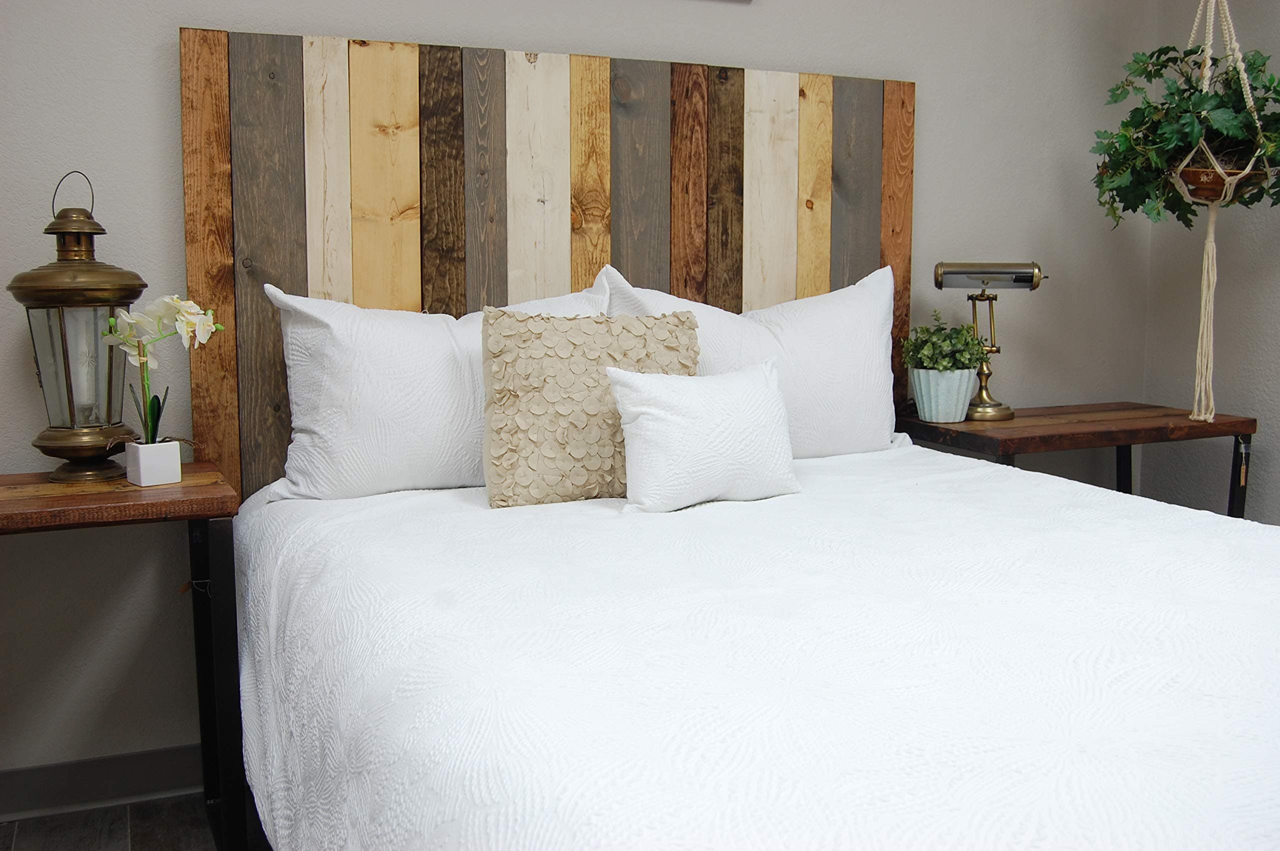 Rustic Mix Headboard Full Size, Hanger Style, Handcrafted. Mounts on Wall. Easy Installation