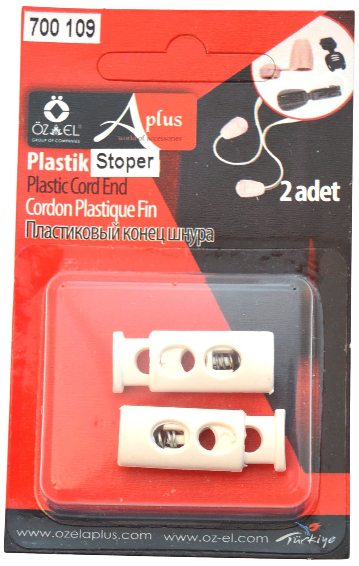 Ozelaplus Spring Loaded Toggle Stopper Cord Locks-White Plastic