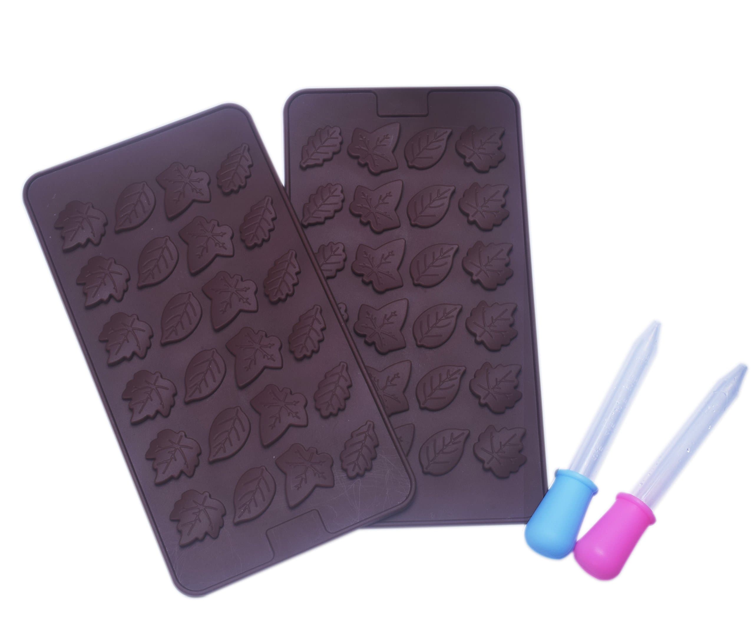 2 PSC 24-cavity Leaf Shape Silicone Mold for Making Soap, Candle, Candy, Chocolate for Halloween Thanksgiving