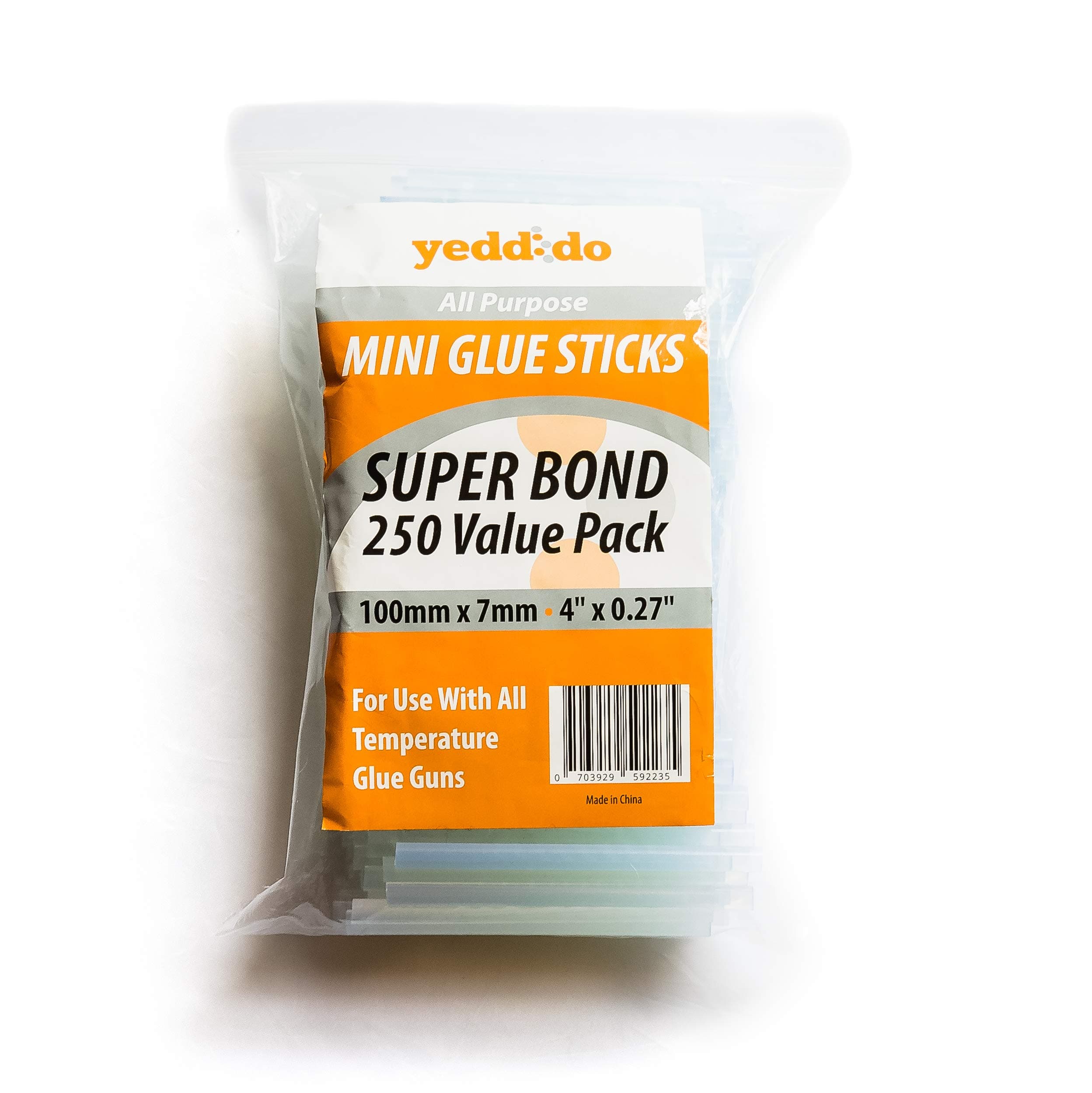 Yeddido Mini Hot Glue Sticks - Clear (250 Count Bulk Pack) 4” Length and 0.27” Diameter - Compatible with Most Glue Guns - Kids Adults DIY, Arts and Crafts Use - Sealing and Repairing - Quick Melting