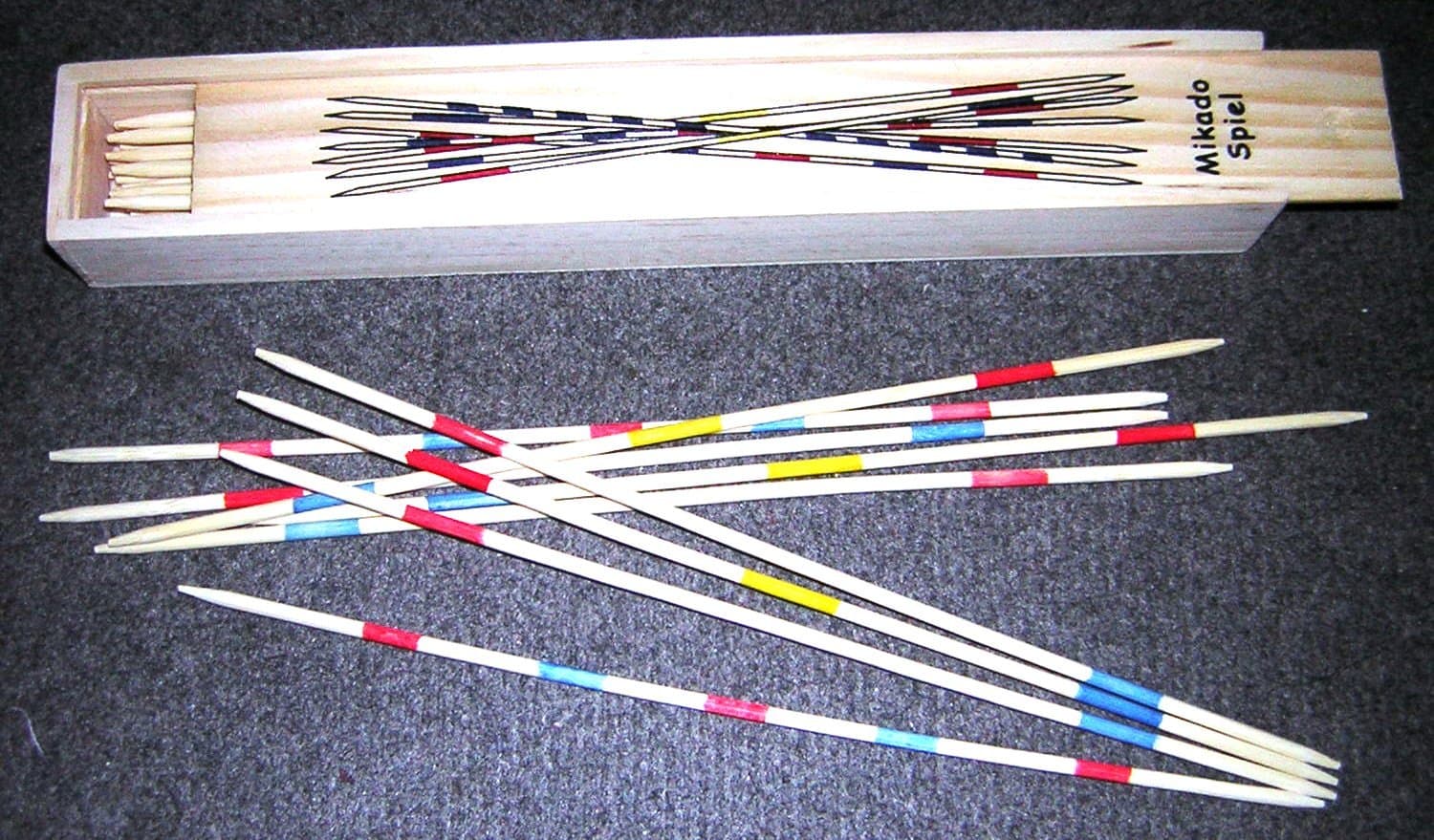 Elysium Enterprises PICK UP STICKS. WOODEN BOX. Large .25cm. WITH RULES.10 SETS