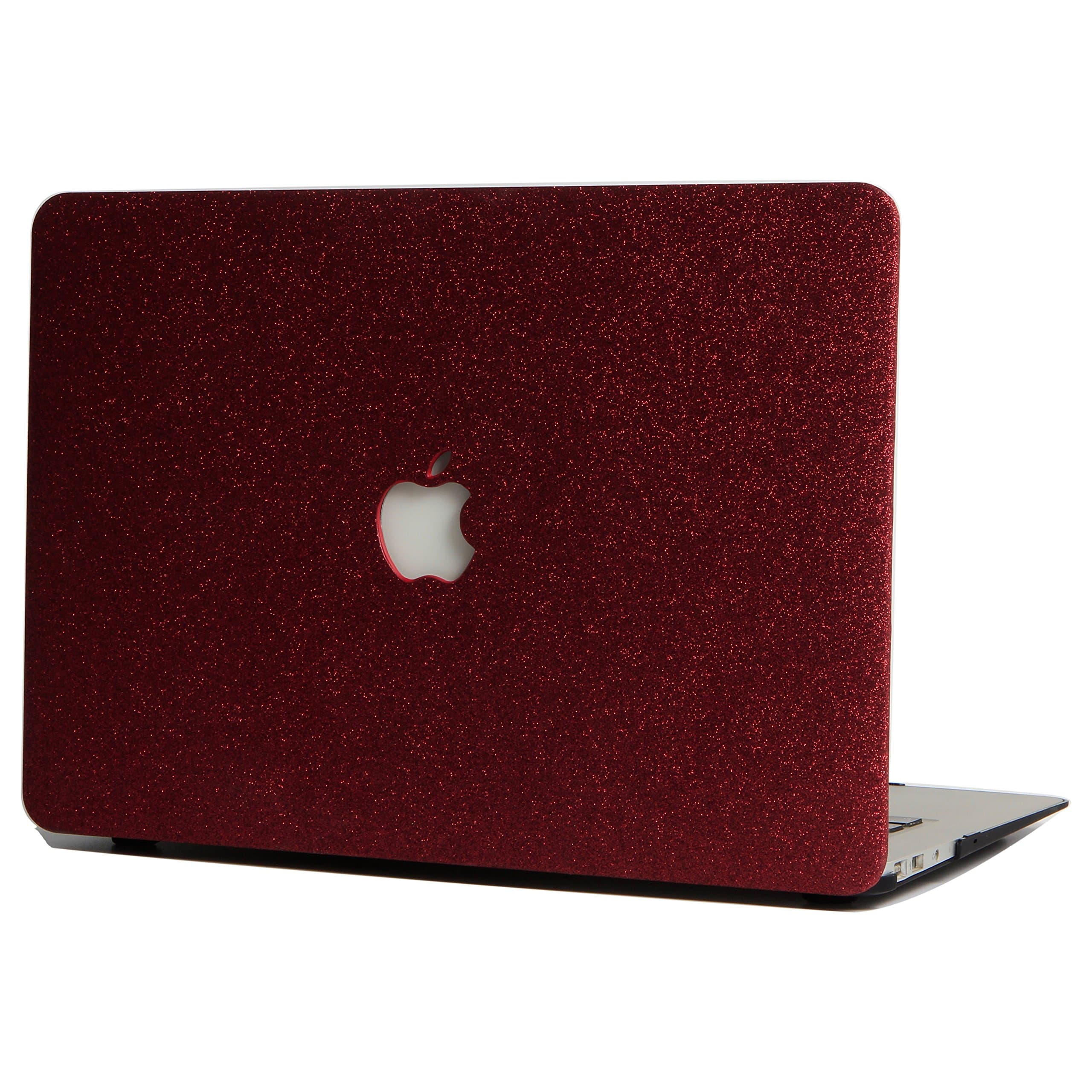 L2W Hard Case For Apple MacBook Old Air 13.3 Inch Model A1466/A1369 Laptop Computer Accessories External Plastic Protection PU Leather Cover Shell,Glitter Design Wine Red