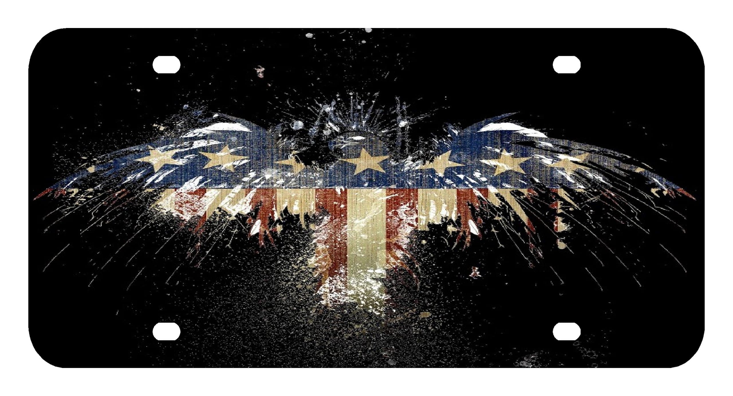 L173 AMERICAN FLAG EAGLE License Plate Front Custom Novelty Tag Vanity Frame Holder Wrap Wraps by Sign Factory