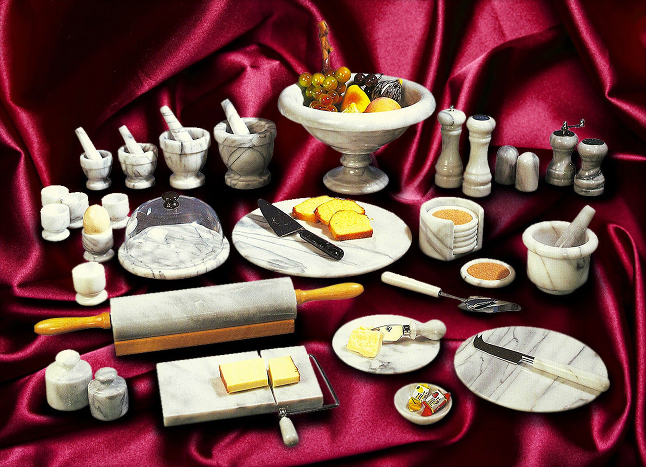 Kitchen Service in White Marble Egg Cup Set 6pz 4.5 x 4,5 cm Egg Chalice White Marble Kitchen Service Stone Handmade Classics Home Interior Design