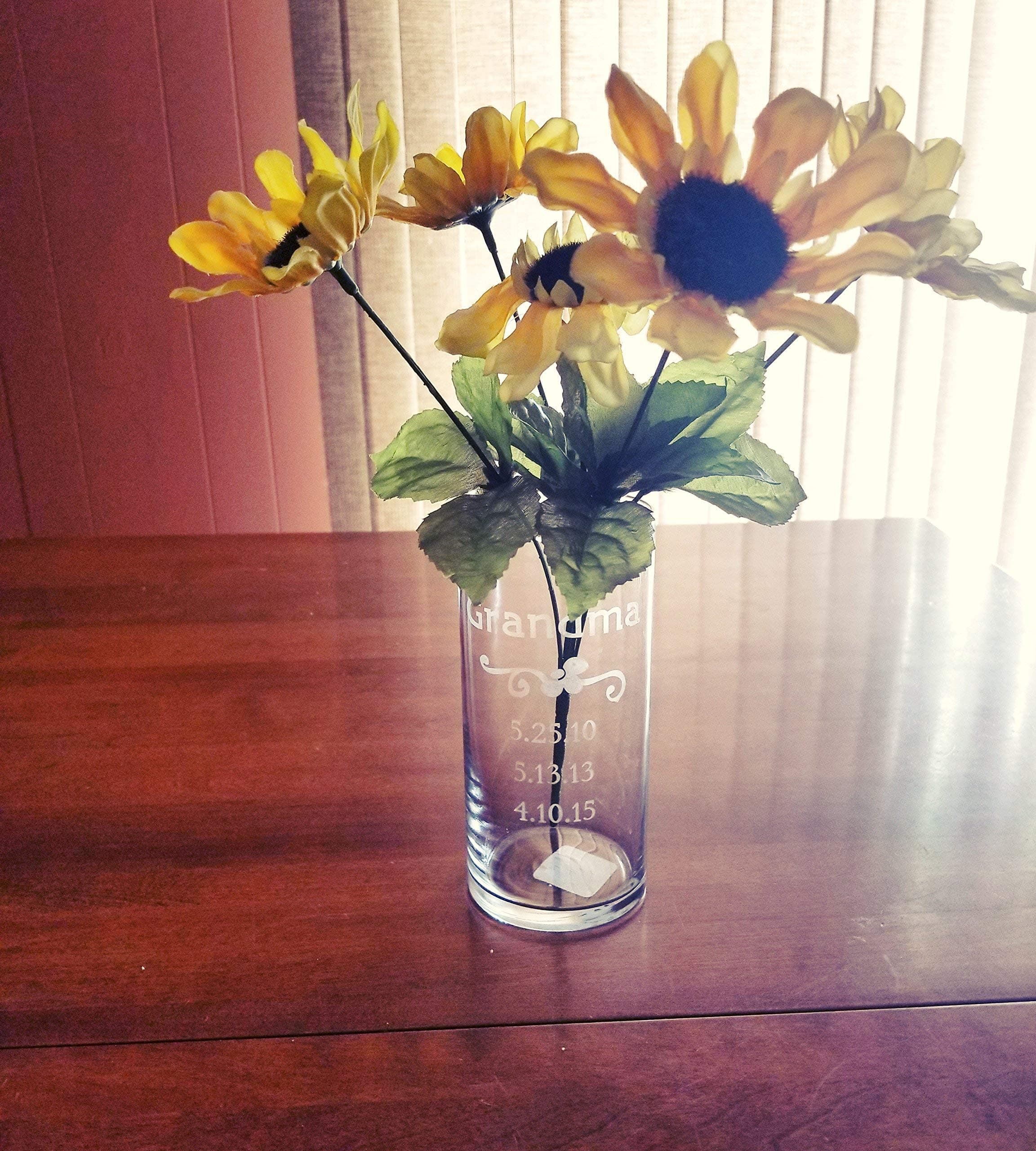 Custom Engraved Vase With Sayings, Quotes, Birthdates