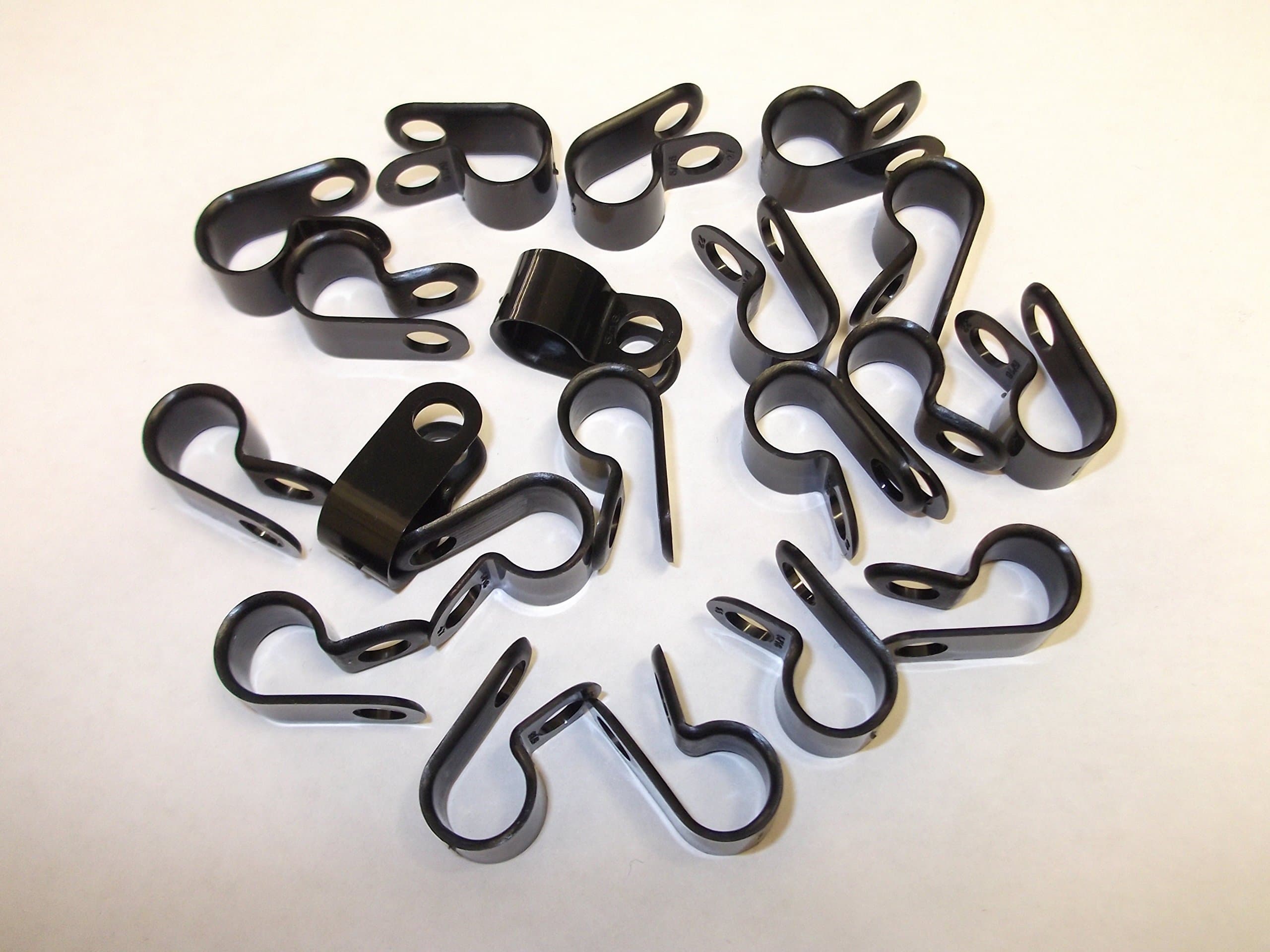 20 x 12mm 1/2" Black Nylon P Clips Cable Conduit Tubing Sleeving Pipe Hose