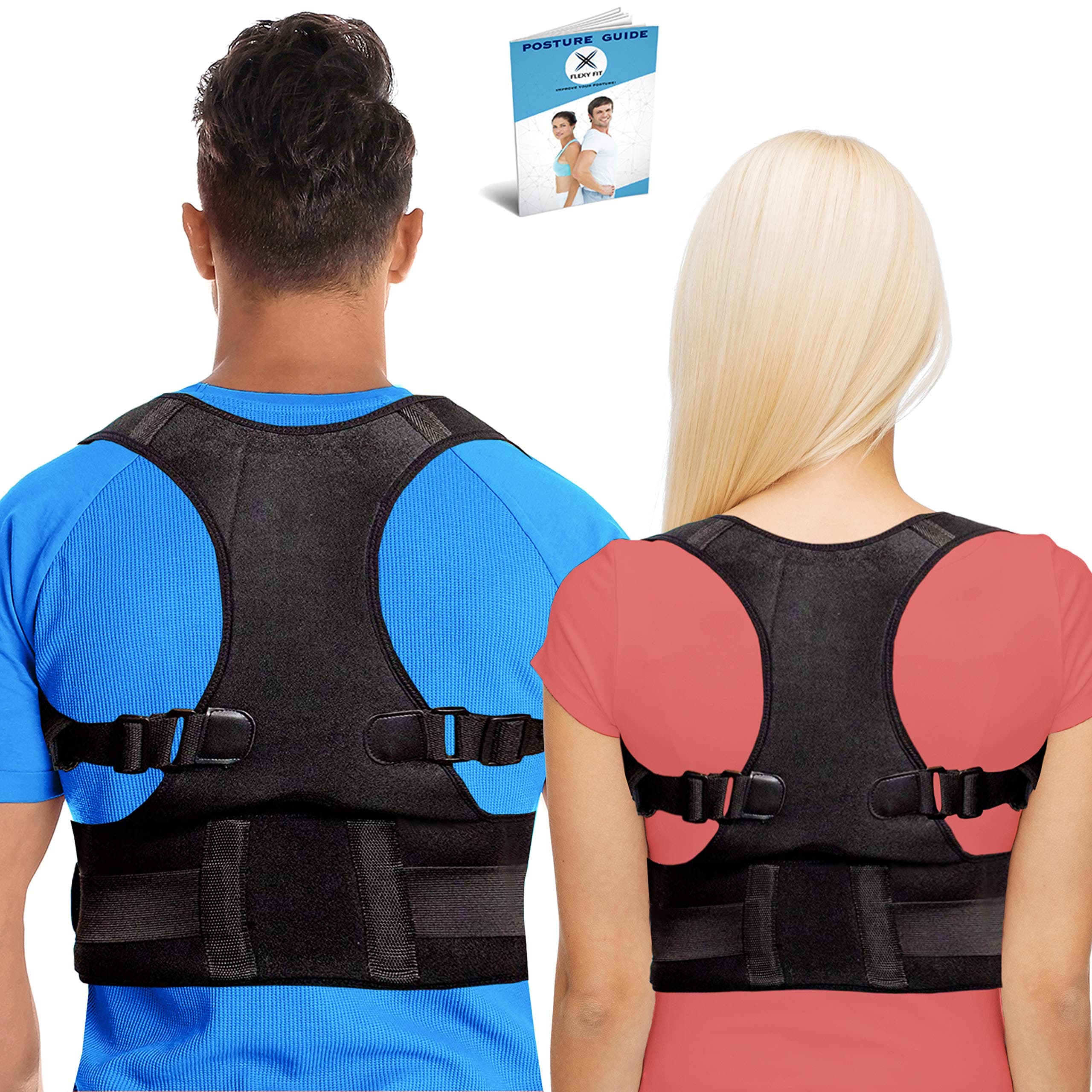 Posture Corrector for Men and Women - USA Designed - Comfortable & Adjustable Back Brace for Back, Shoulder & Neck Pain - Improves Posture and Provides Full Clavicle Support (L)