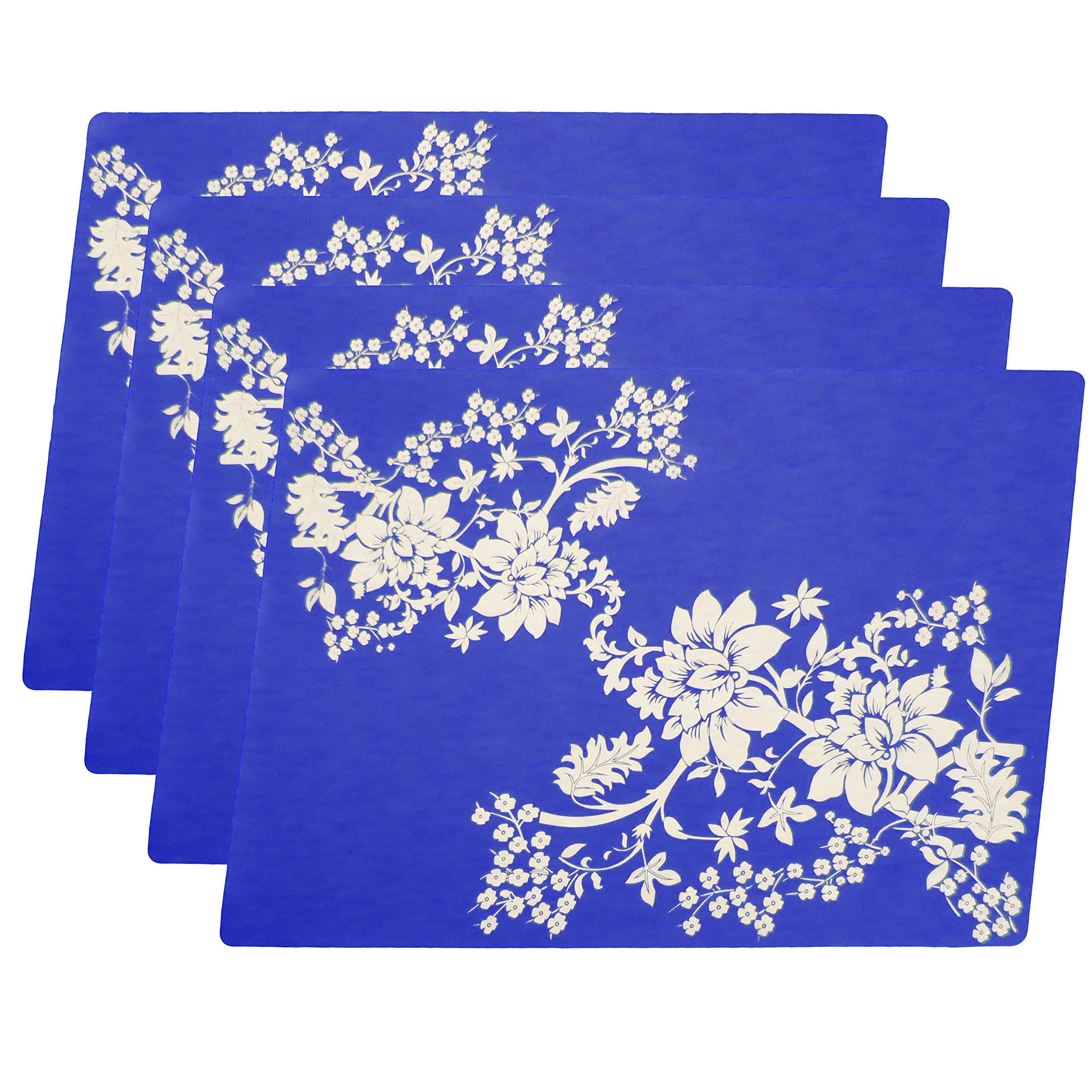 4pc Large Size Silicone Gel Place-mat For Great Dinning Experience, Heat Resistance and Water Proof, Non Slippery, High Level of Insulation for Pots and Pans - Blue