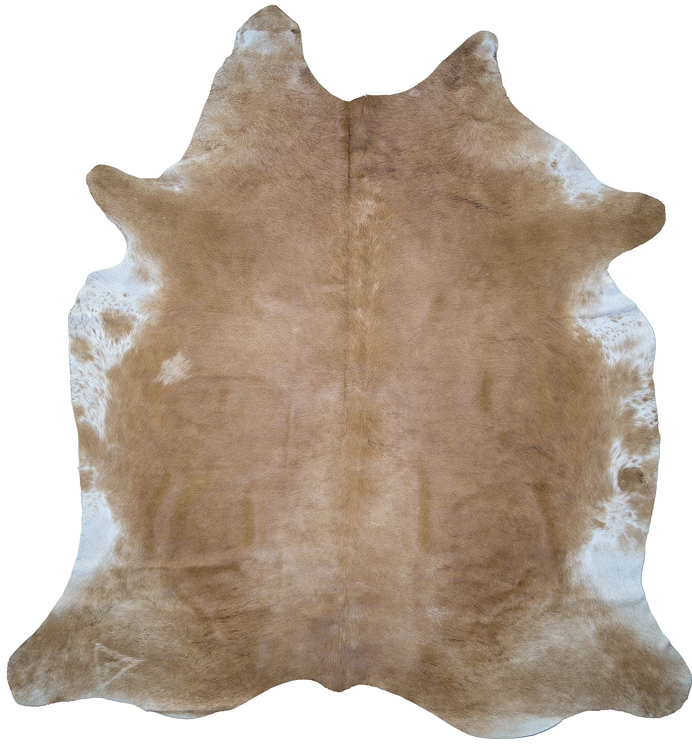 Rich Leather Light Brown and White Cowhide Rug